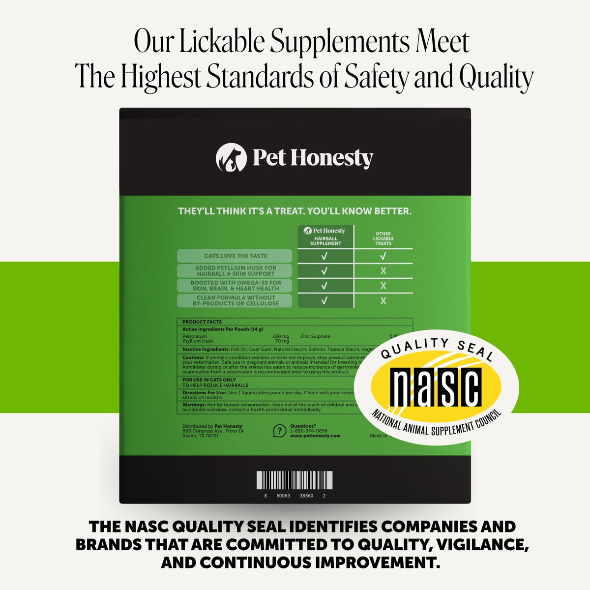 Pet Honesty Vet Backed Hairball Remedy Lickable Puree, Salmon, 20 Ct
