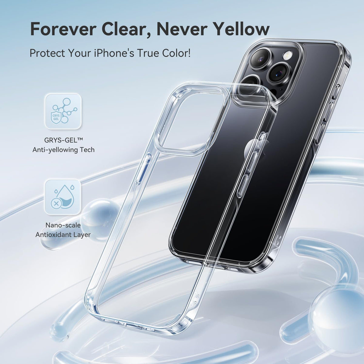CASEKOO for iPhone Air Case, Crystal Clear, Patented Anti-Yellowing, Slim