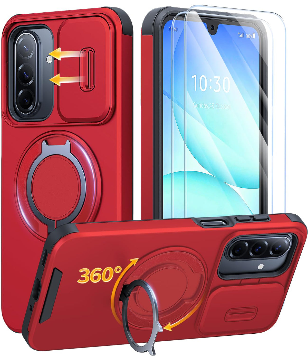 JAME for Samsung Galaxy S26 Case with Ring Stand & Slide Camera Cover