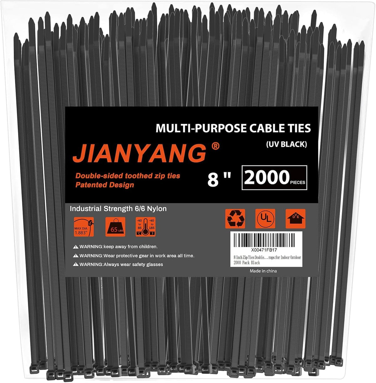 12 Inch Zip Ties Double Sided Toothed (Bulk 1000 Pack),100 LBS Tensile Strength Heavy Duty Cable Wire Ties With Self-Locking Adjustable More Durable Nylon Tie Wraps for Indoor Outdoor