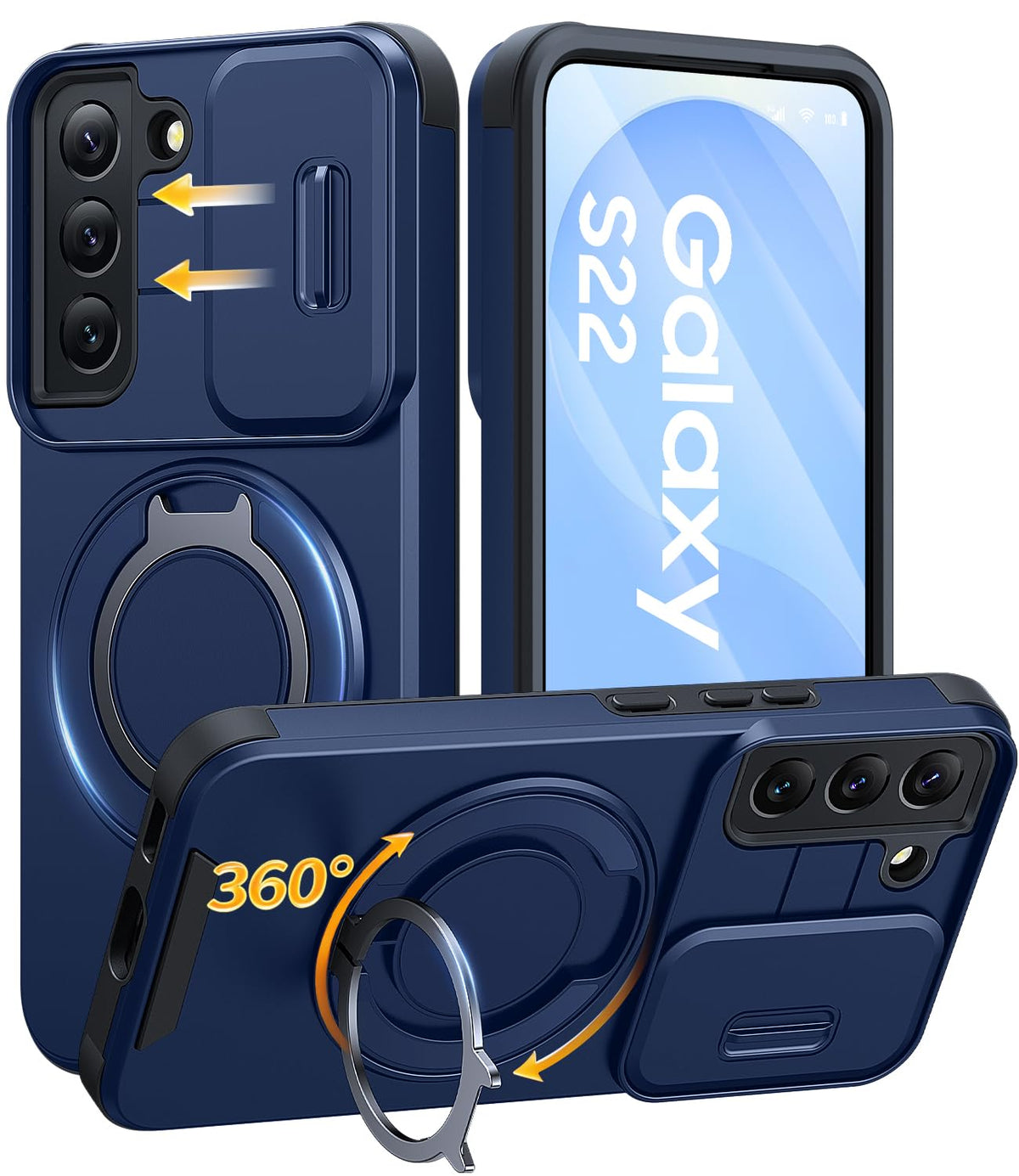JAME for Samsung Galaxy S26 Case with Ring Stand & Slide Camera Cover