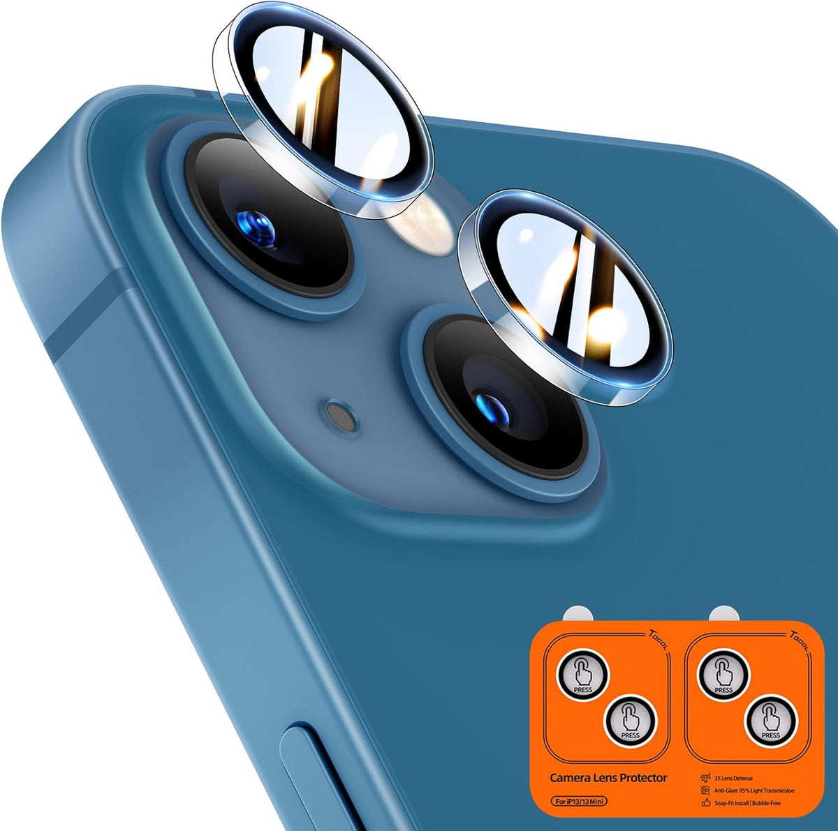 TOCOL for iPhone 16 Pro Max Camera Lens Protector/iPhone 16 Pro Camera Lens Protector Tempered Glass HD Individual Scratch Resistant Cover Accessories Case Friendly 2 Pack（Light Blue）