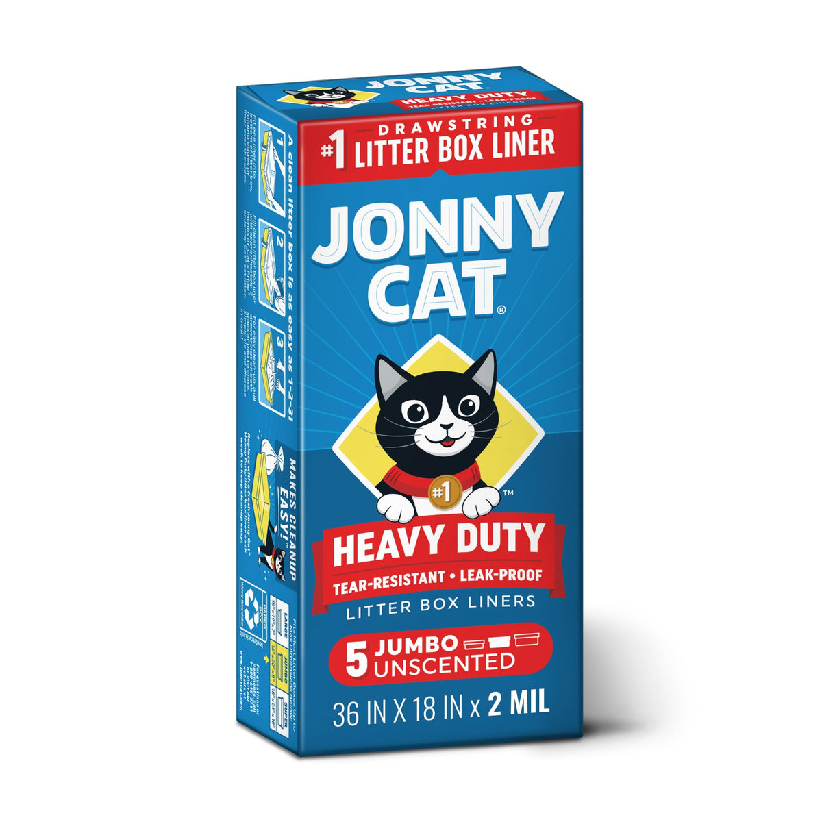Jonny Cat Litter Box Liners Heavy Duty, Tear & Leak Resistant Jumbo 15ct