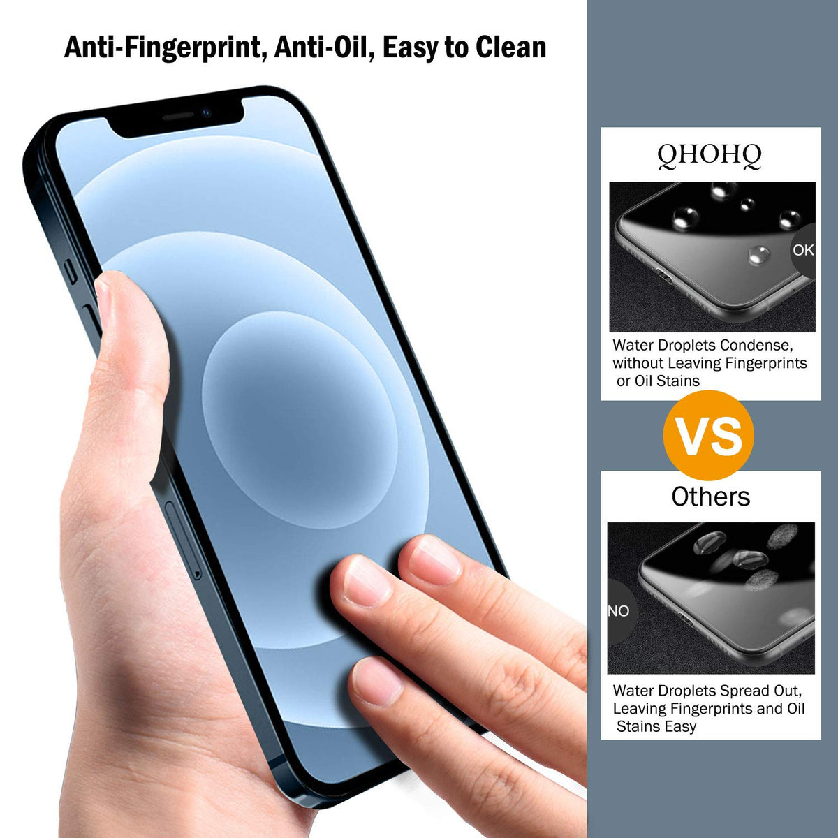 QHOHQ 3 Pack Screen Protector for iPhone 13 Pro 6.1 Inch with 3 Pack Tempered Glass Camera Lens Protector, Ultra HD, 9H Hardness, Scratch Resistant - Case Friendly [Not fit iPhone 13 Pro Max 6.7"]