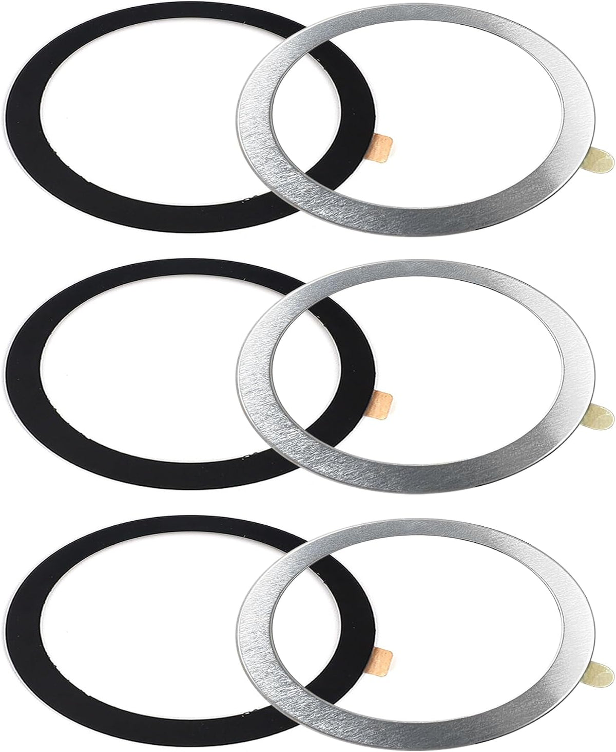 TENOC Universal Metal Ring Sticker, 6Pcs, Black