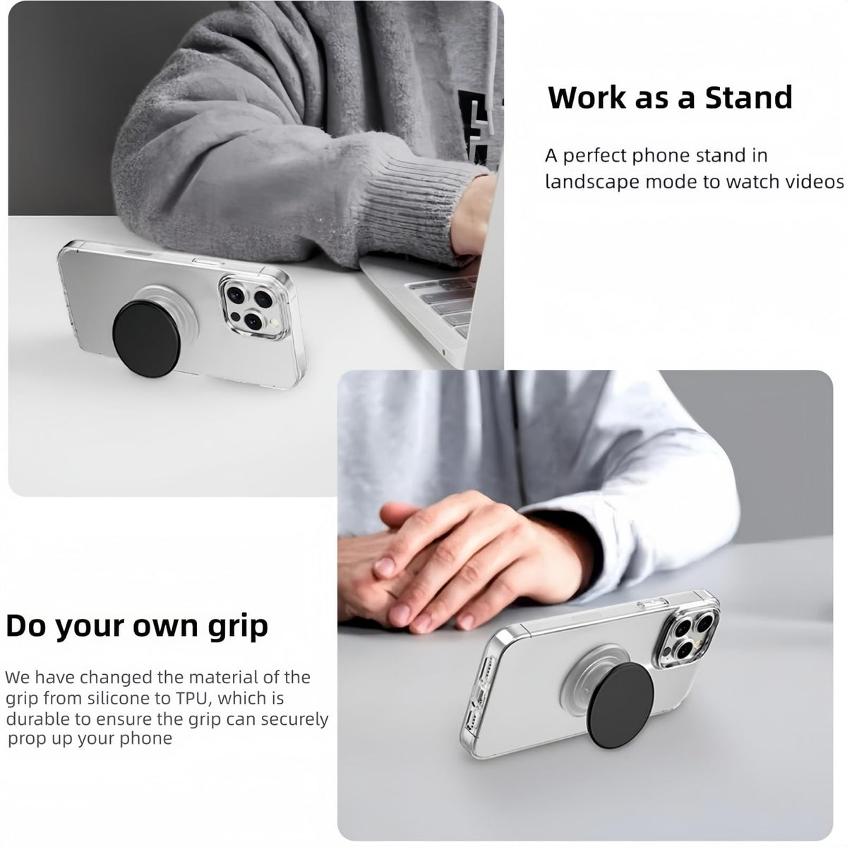 Grippopso Expandable Collapsible Mobile Phone Grip Stand Holder, Sky Blue