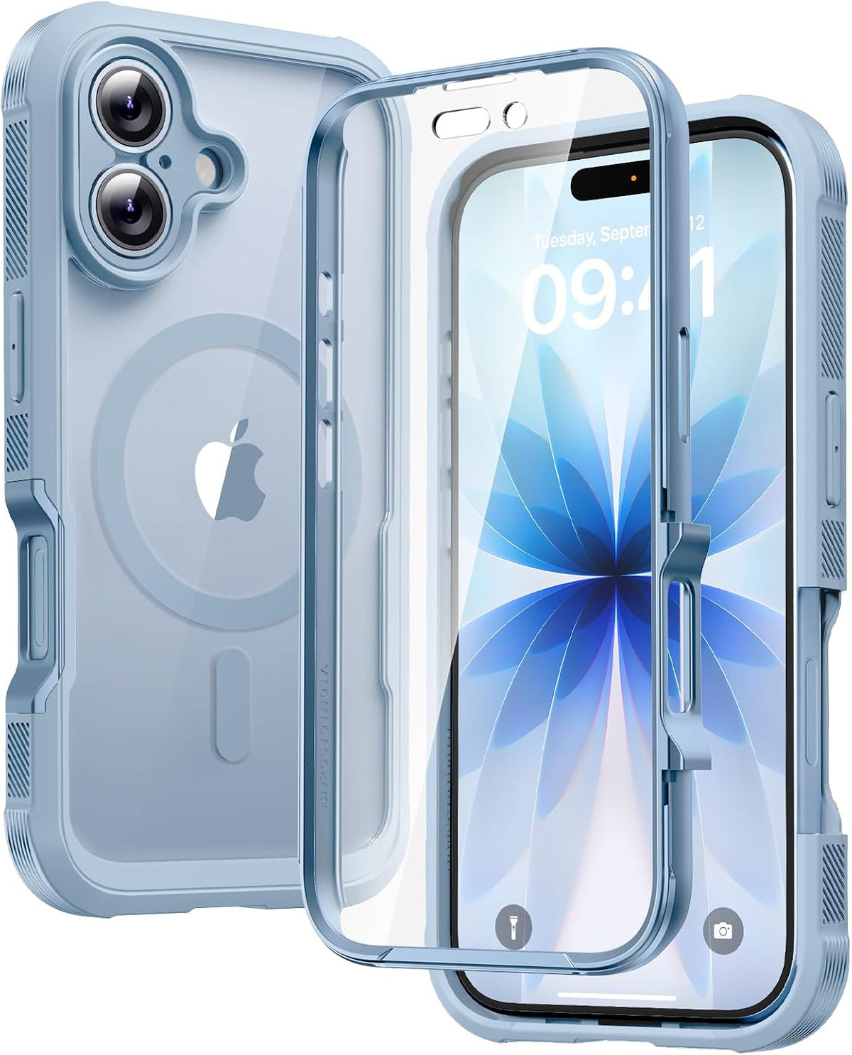 Diaclara Designed for iPhone 15 Plus Case 6.7 Inch, Full-Body Clear Bumper Cases w/Built-in Screen Protector, 360 Protective Rugged Case + Glass Camera Lens Protector,Mint Green