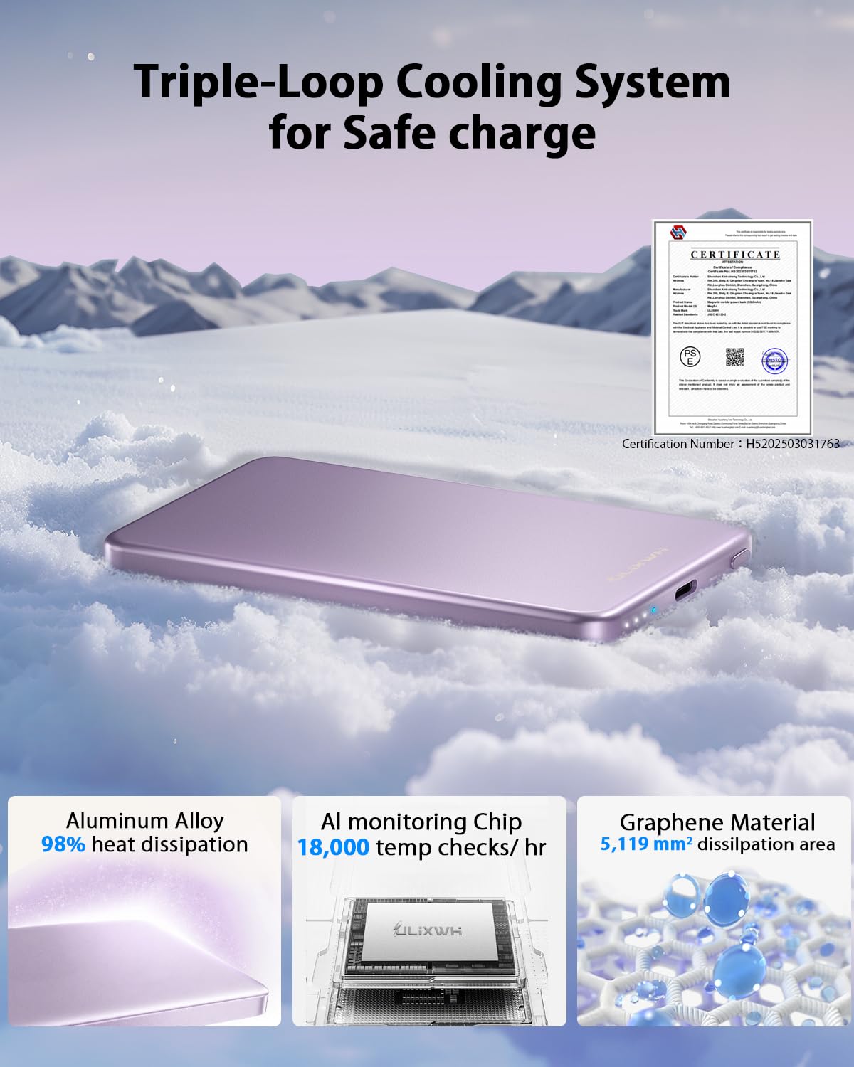 [0.3" Ultra Slim] [Alloy-Made] ULiXWH for Magsafe Portable Charger iPhone