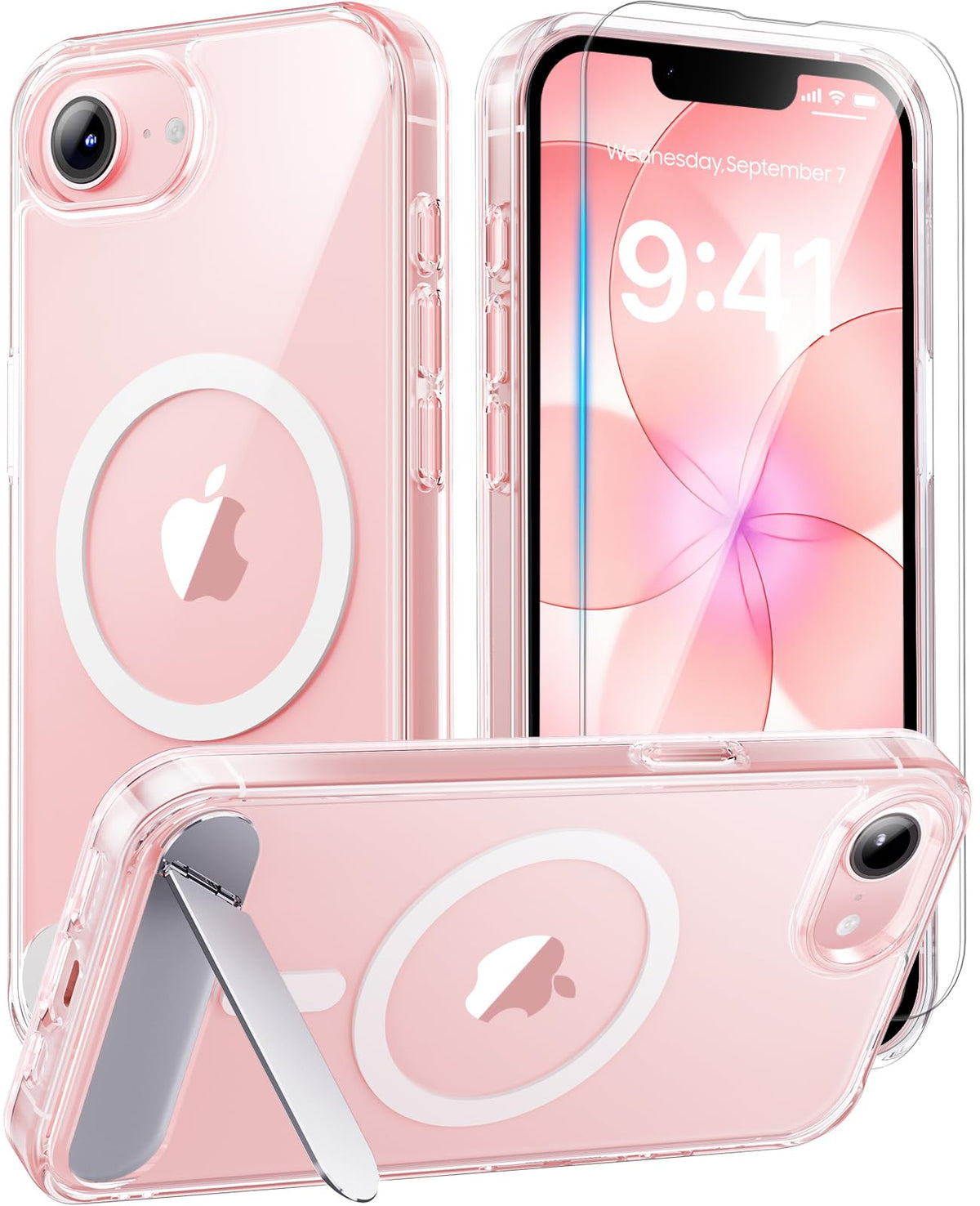 Magnetic for iPhone 16 Pro Case with Stand, Clear Matte