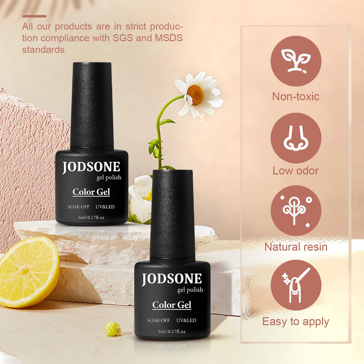 JODSONE 23 PCS Gel Nail Polish Set with Base Glossy and Matte Top Coat Multicolored Gel Nail Long Lasting Suitable for All Seasons