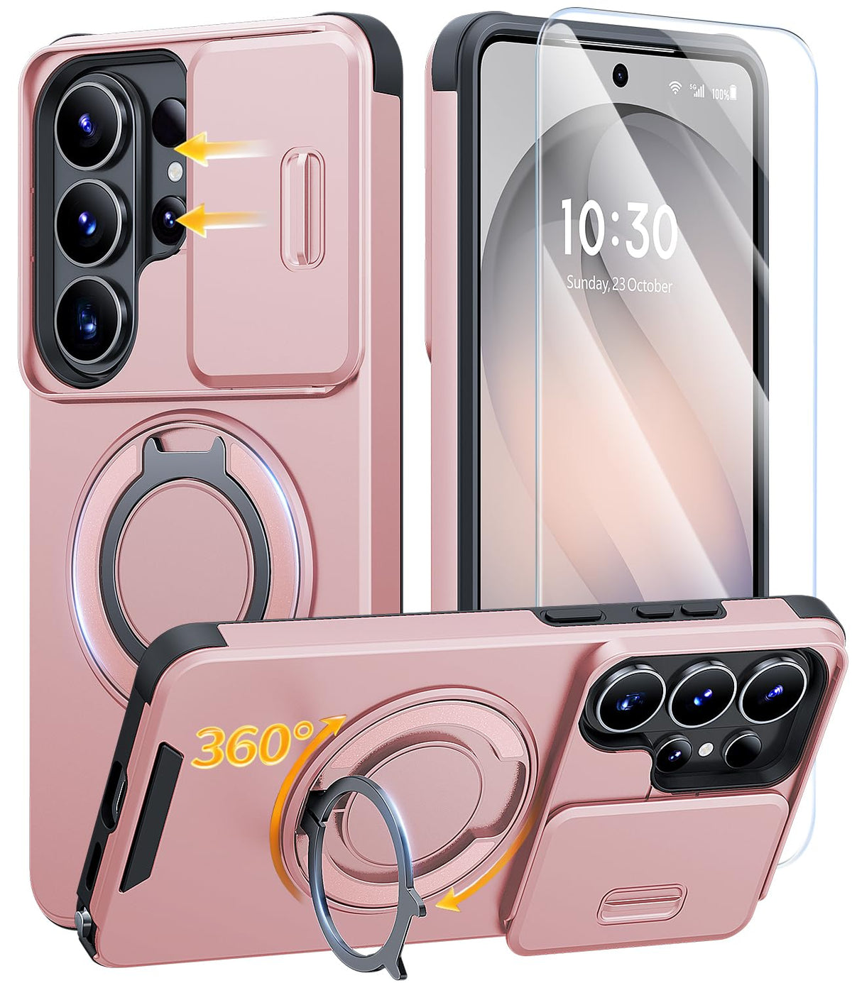 JAME for Samsung Galaxy S26 Case with Ring Stand & Slide Camera Cover