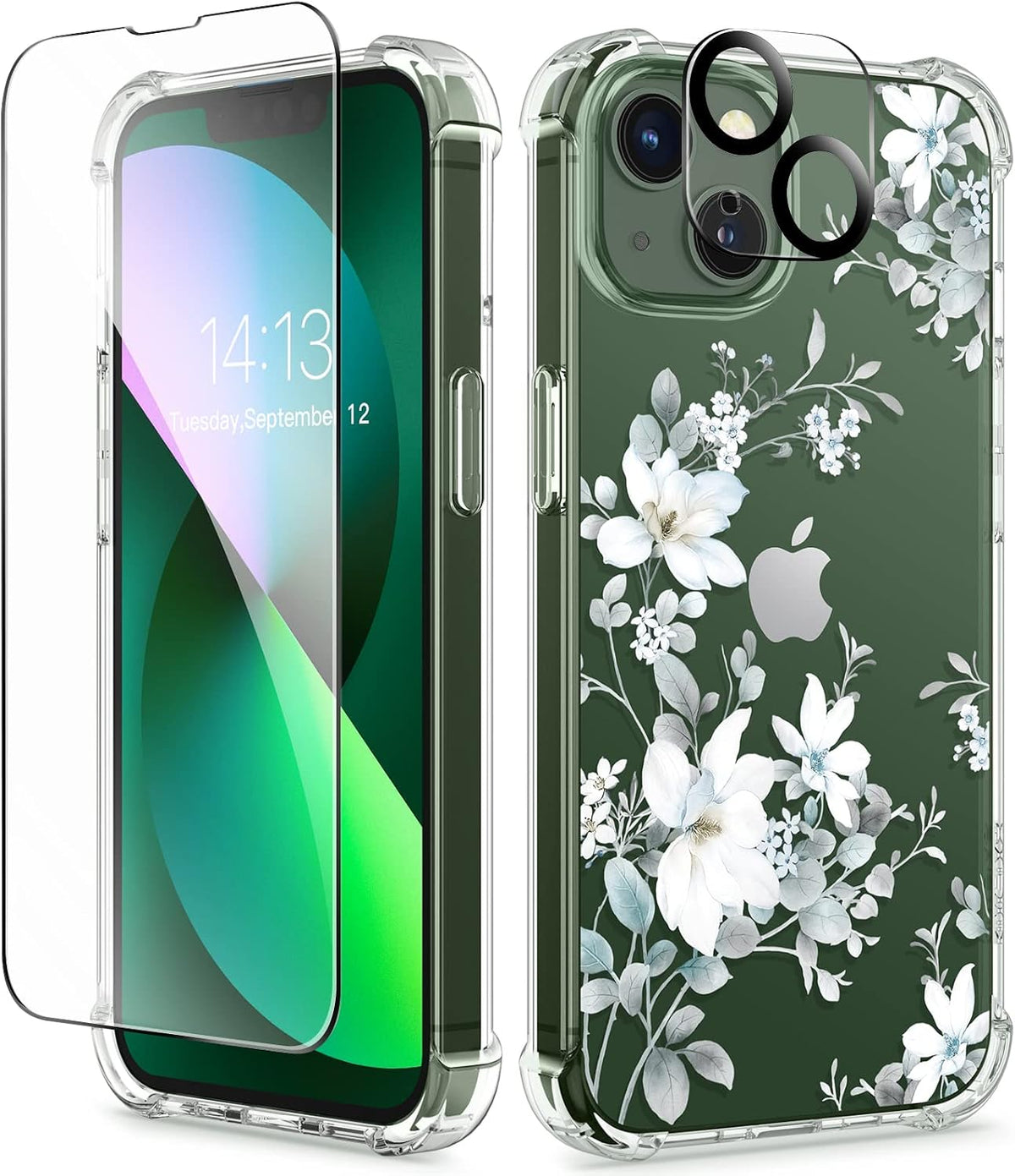 GVIEWIN for iPhone 11 Case Floral, Screen Protector & Camera Lens Protector