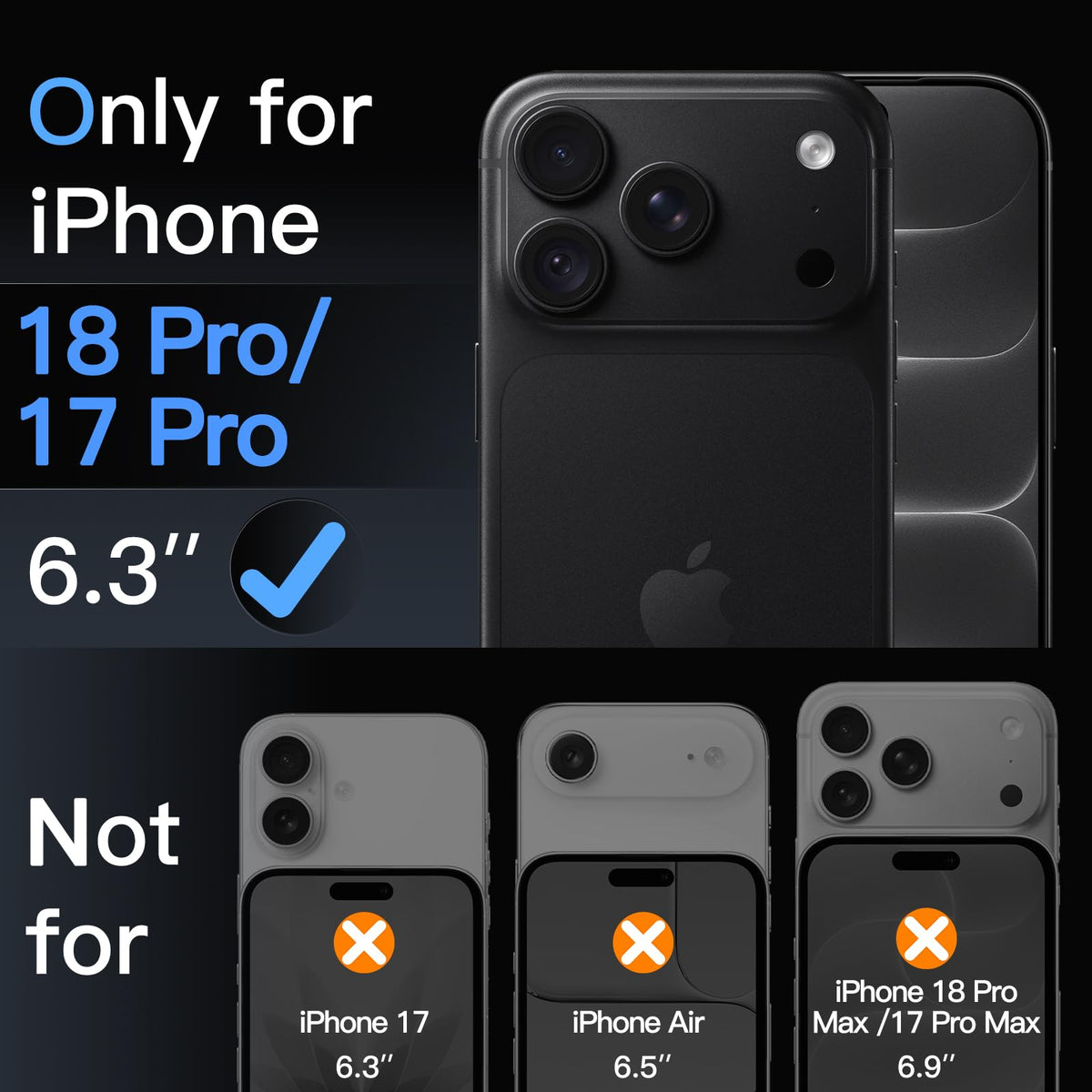 JETech Screen Protector for iPhone 18 Pro Max/17 Pro Max, 3-Pack
