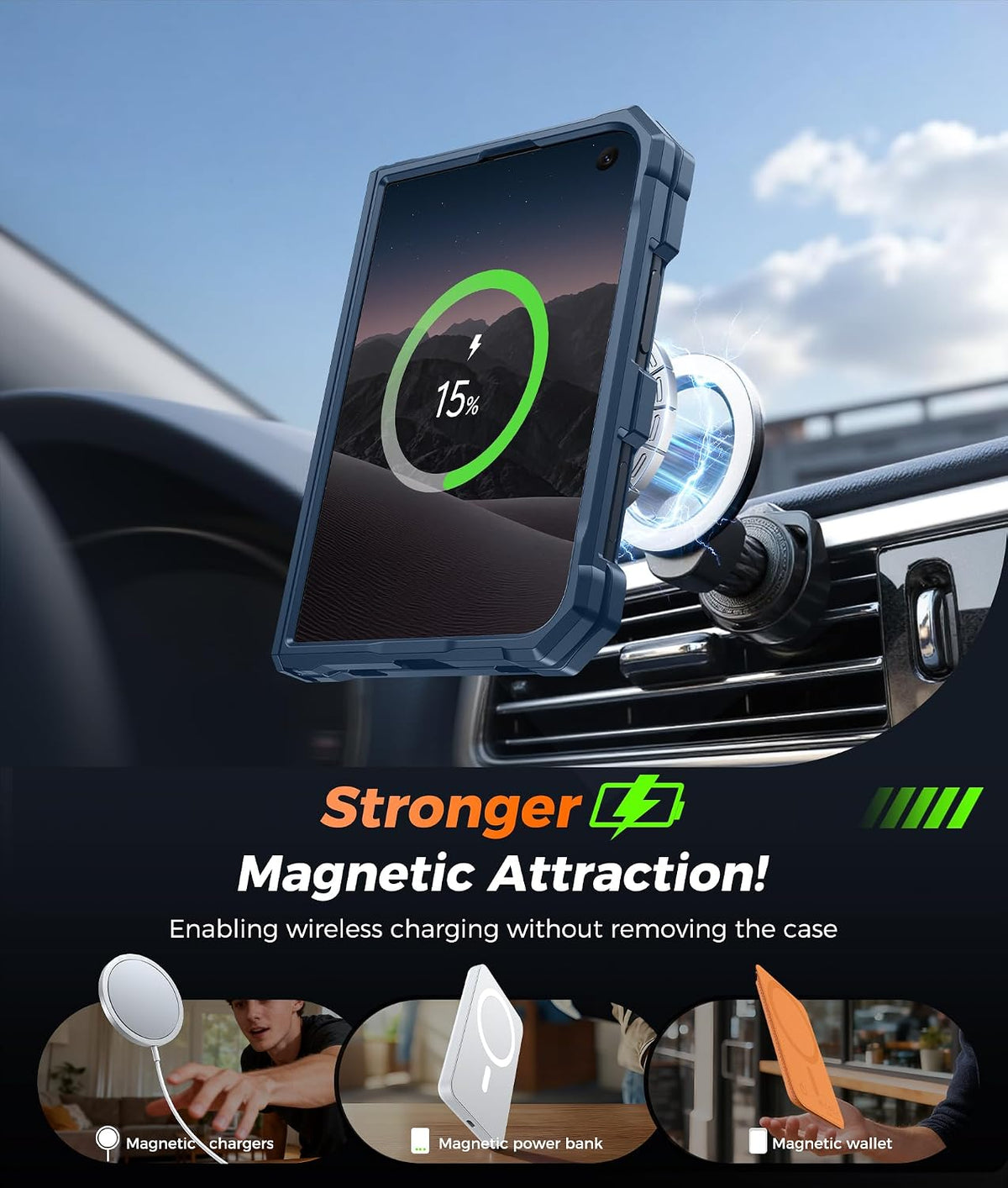FNTCASE for iPhone 17 Case with 360 Spin Magnetic Stand