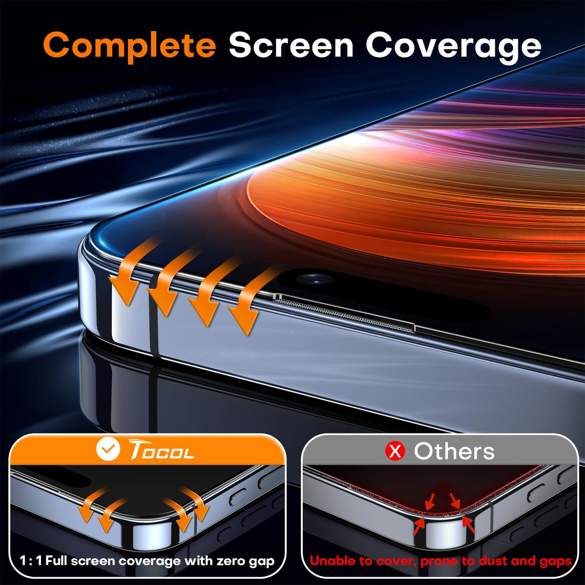 TOCOL for iPhone 17 Screen Protector, Easy Installation