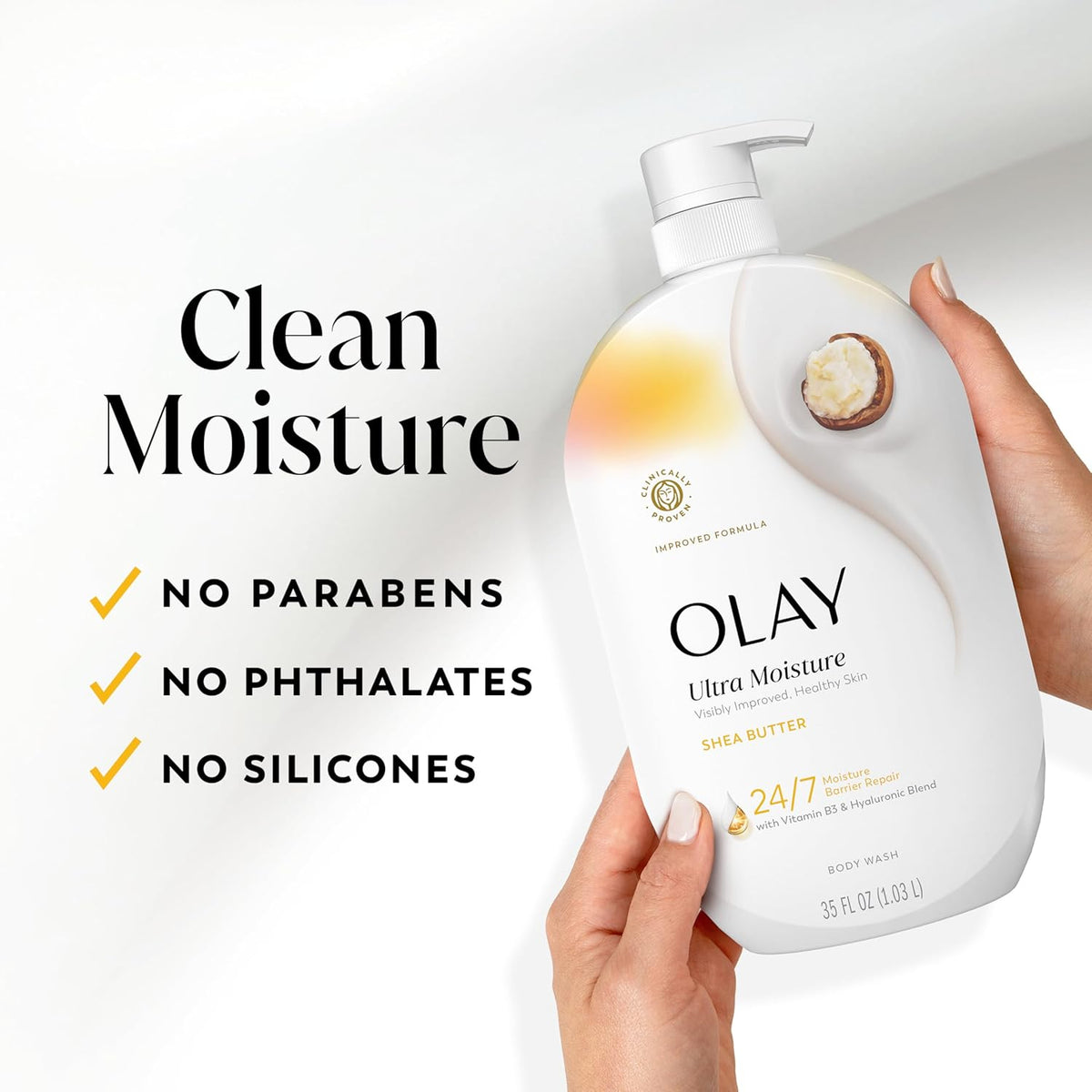 Olay Body Wash for Women, Ultra Moisture Shea Butter Scent, 35 fl oz