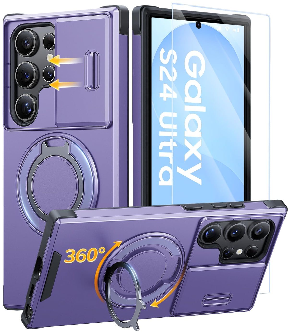 JAME for Samsung Galaxy S26 Case with Ring Stand & Slide Camera Cover