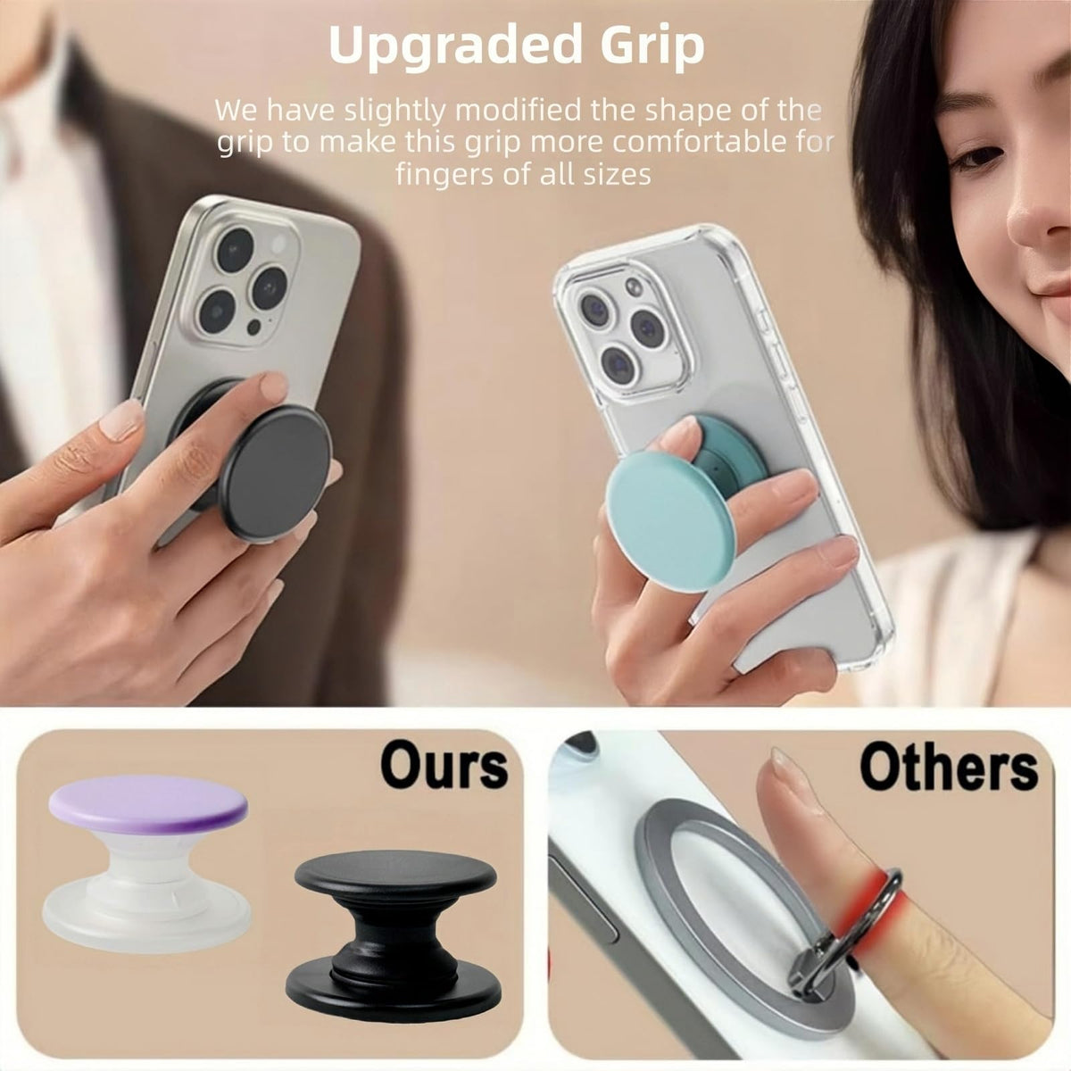 Grippopso Expandable Collapsible Mobile Phone Grip Stand Holder, Sky Blue