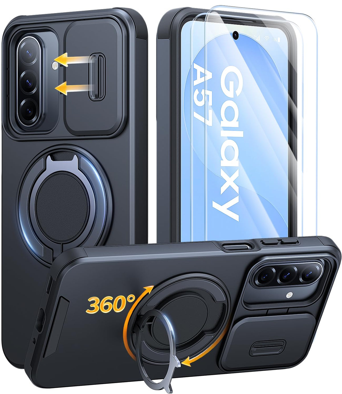 JAME for Samsung Galaxy S26 Case with Ring Stand & Slide Camera Cover