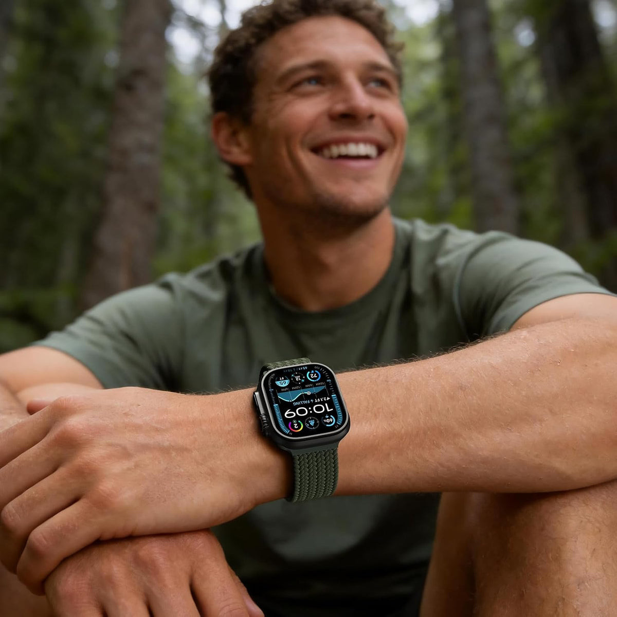Elastic Sport Band for Apple Watch Ultra 4/3/2 Band 49mm 46mm 45mm 44mm 42mm 41mm 40mm Men, Adjustable Parachute Buckle Nylon Fabric Wristband for iWatch Series 12 11 10 SE 9 8 7 6 5 4 3