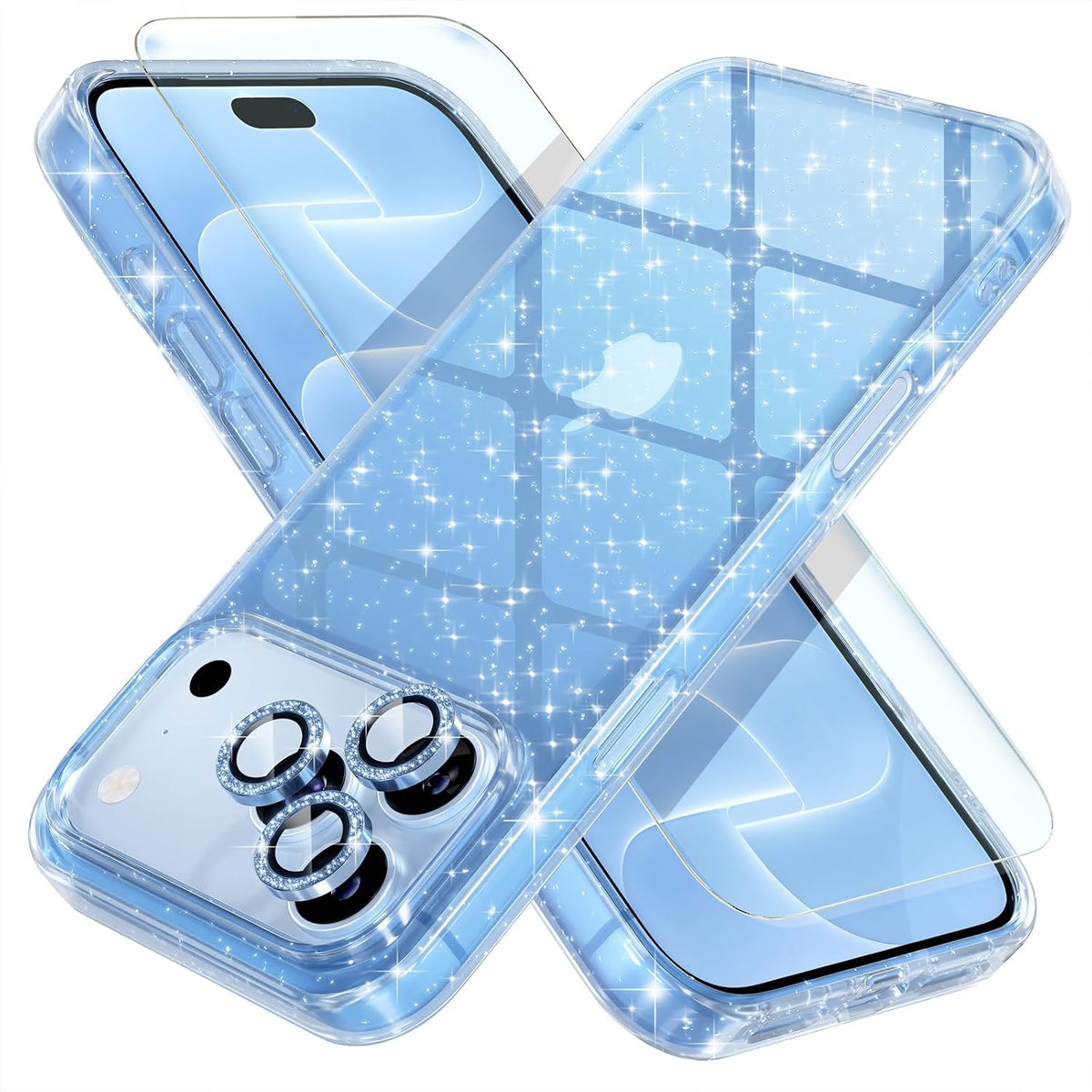 Choiche for iPhone 16 Pro Case Clear Women Girly (Glitter Gold)