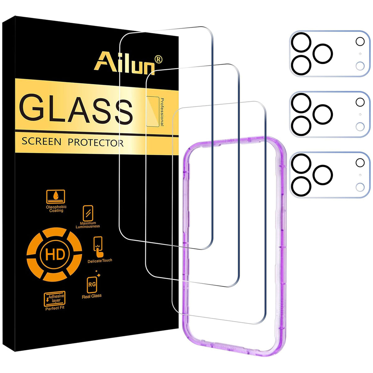 Ailun Screen Protector + Camera Lens Protector for iPhone 16 Pro Max