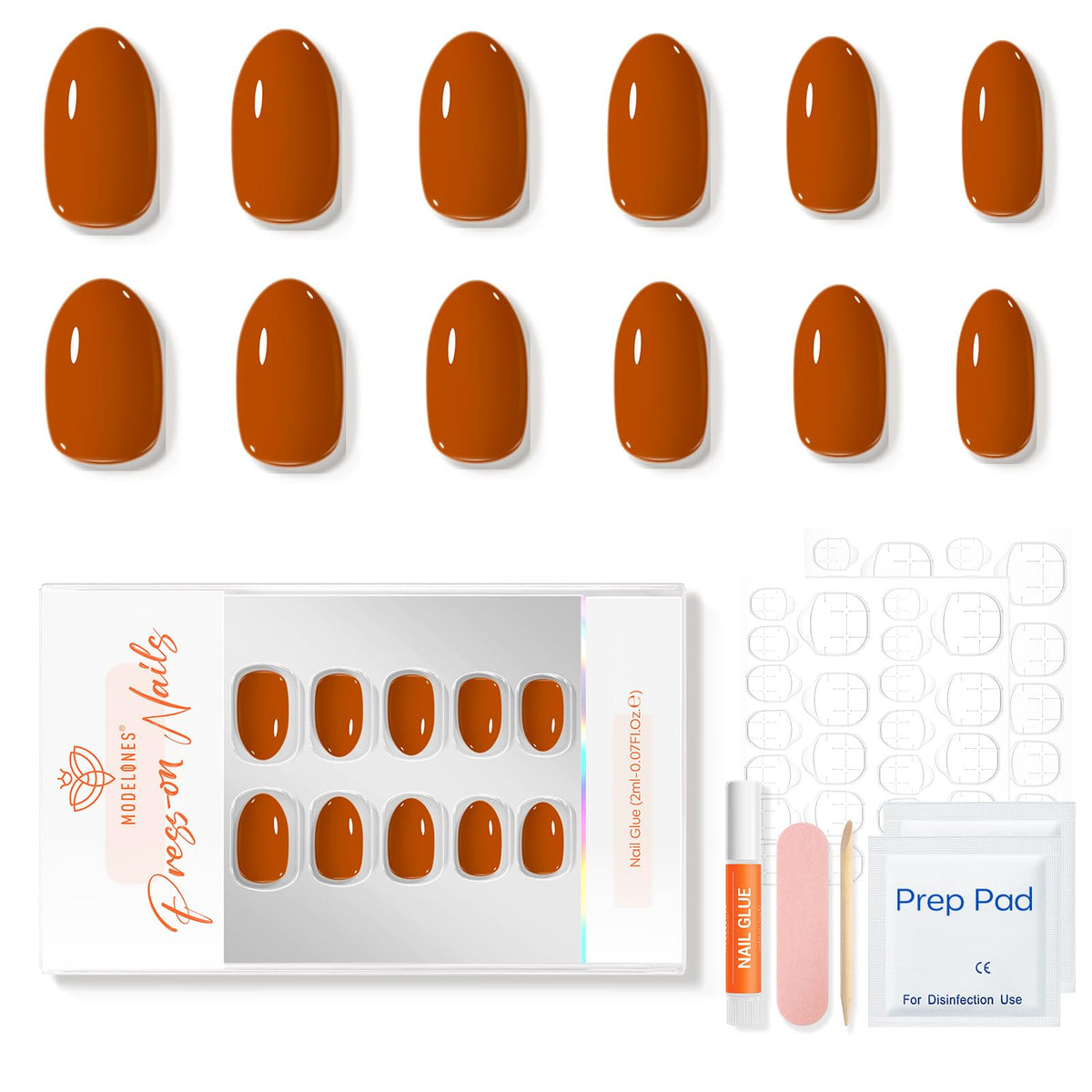 Modelones Black Press on Nails Short, Halloween Oval Fall Fake Nails
