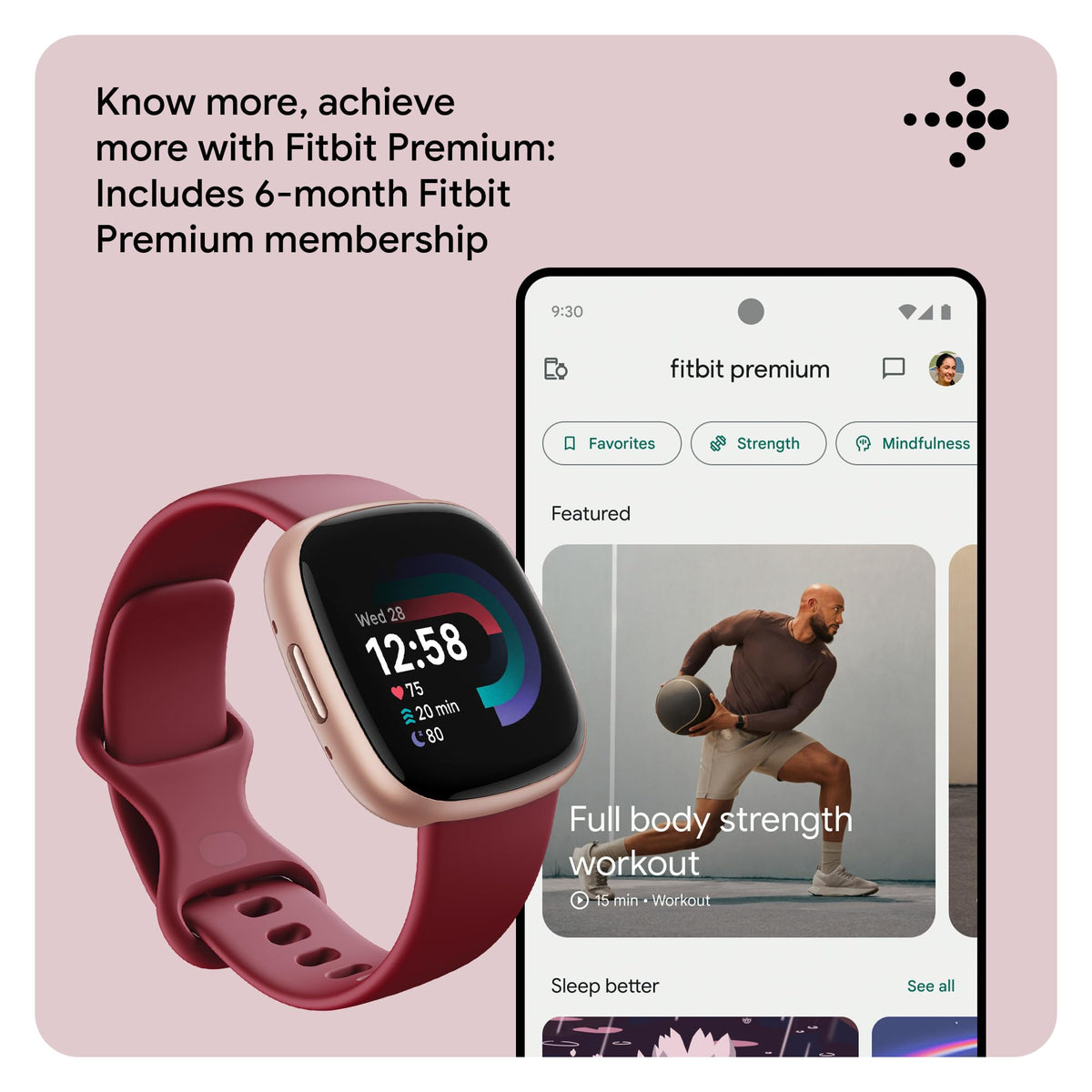 Google Fitbit Versa 4 Fitness Smartwatch with built-in GPS and up to 6 days battery life - compatible with iOS 15 or higher & Android OS 9.0 or higher, Waterfall Blue/Platinum