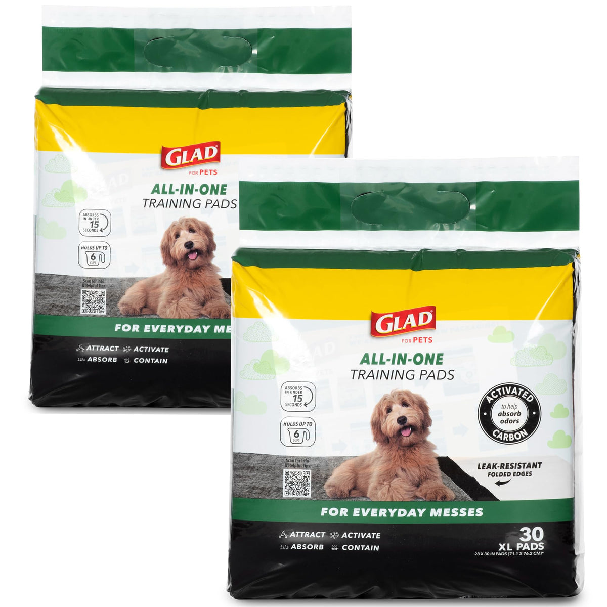 Glad for Pets, Activated Carbon, Large Puppy Pads, Dog Pee Pads, 150 Count