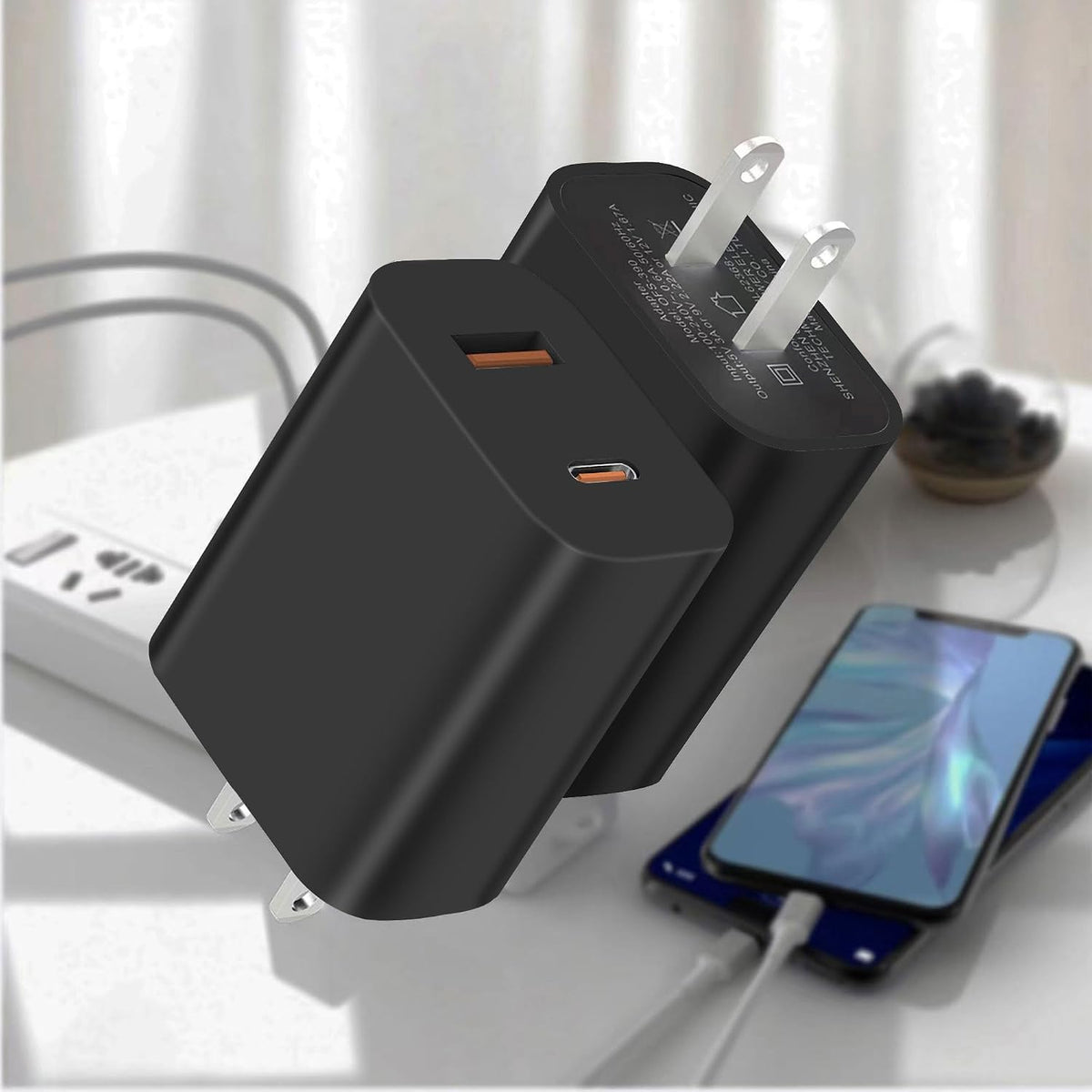 3 Pack USB C Charger Block,20W USB-C & USB-A Port Charger，for i Phone 17/16/15/14/13/12/11/X/8, i Pad and More