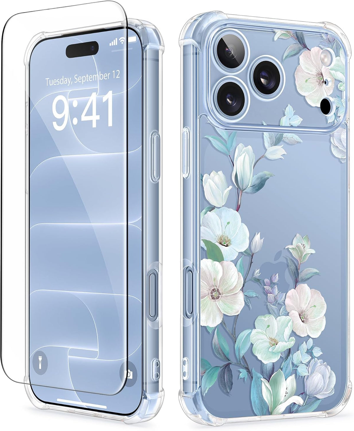 GVIEWIN for iPhone 17 Case Floral Clear Slim Women