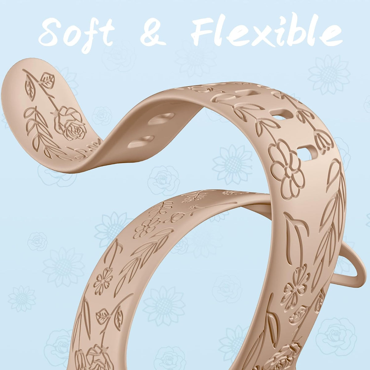 6 Pack Floral Engraved Bands Compatible with Apple Watch for Women