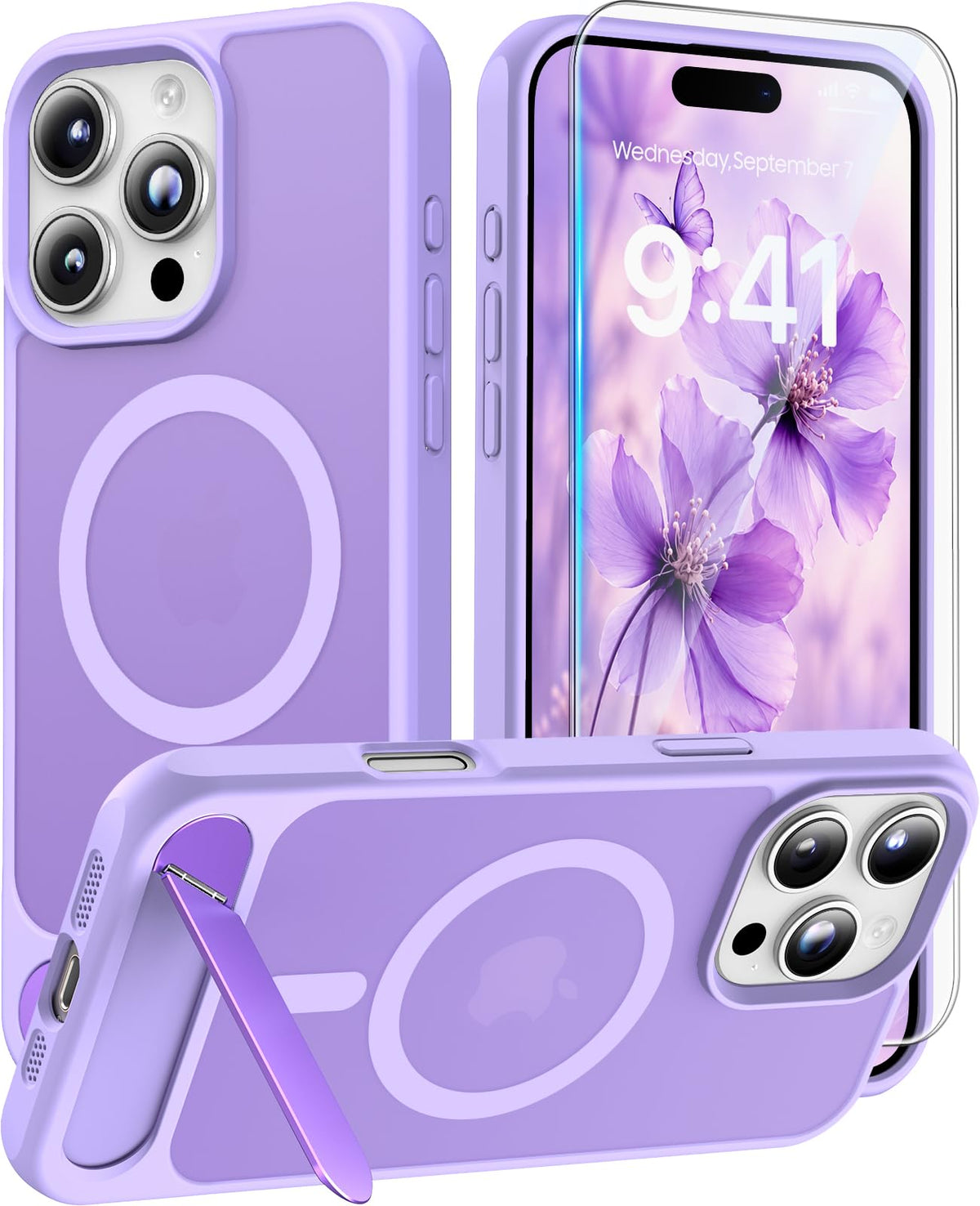 Magnetic for iPhone 16 Pro Case with Stand, Clear Matte