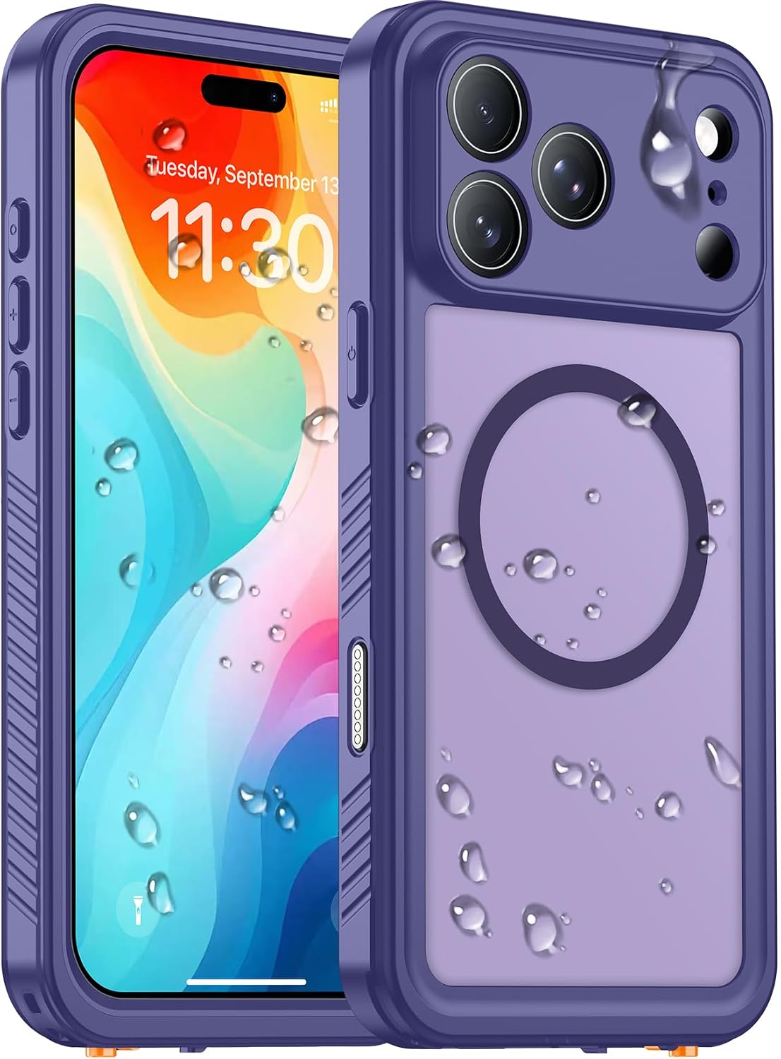 Temdan Compatible with iPhone 17 Pro Case,Waterproof Built-in Screen & Camera Protector IP68 Underwater Full Body 17FT Military Dropproof Shockproof Phone Case 6.3"-Blue/Clear