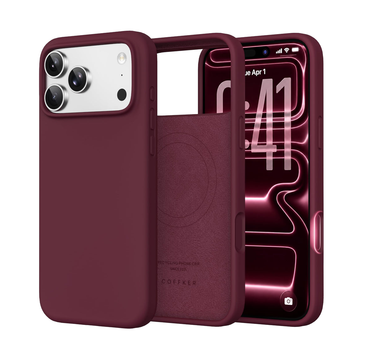 Magnetic for iPhone 18 Pro /17 Pro Case Silicone, Wine Red