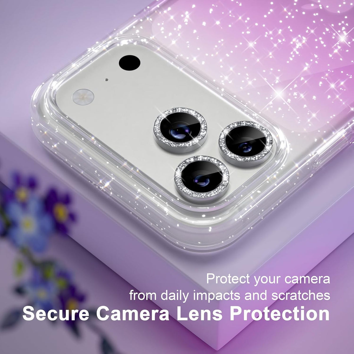 Choiche for iPhone 16 Pro Case Clear Women Girly (Glitter Gold)