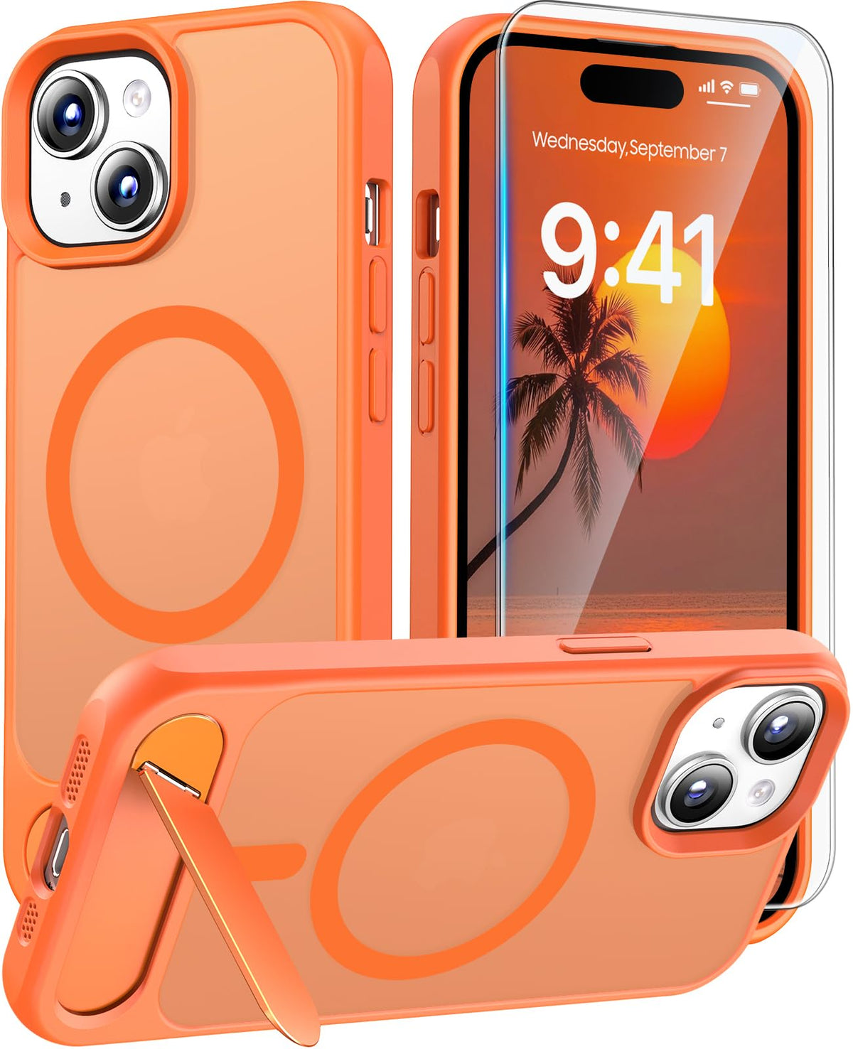 Magnetic for iPhone 16 Pro Case with Stand, Clear Matte