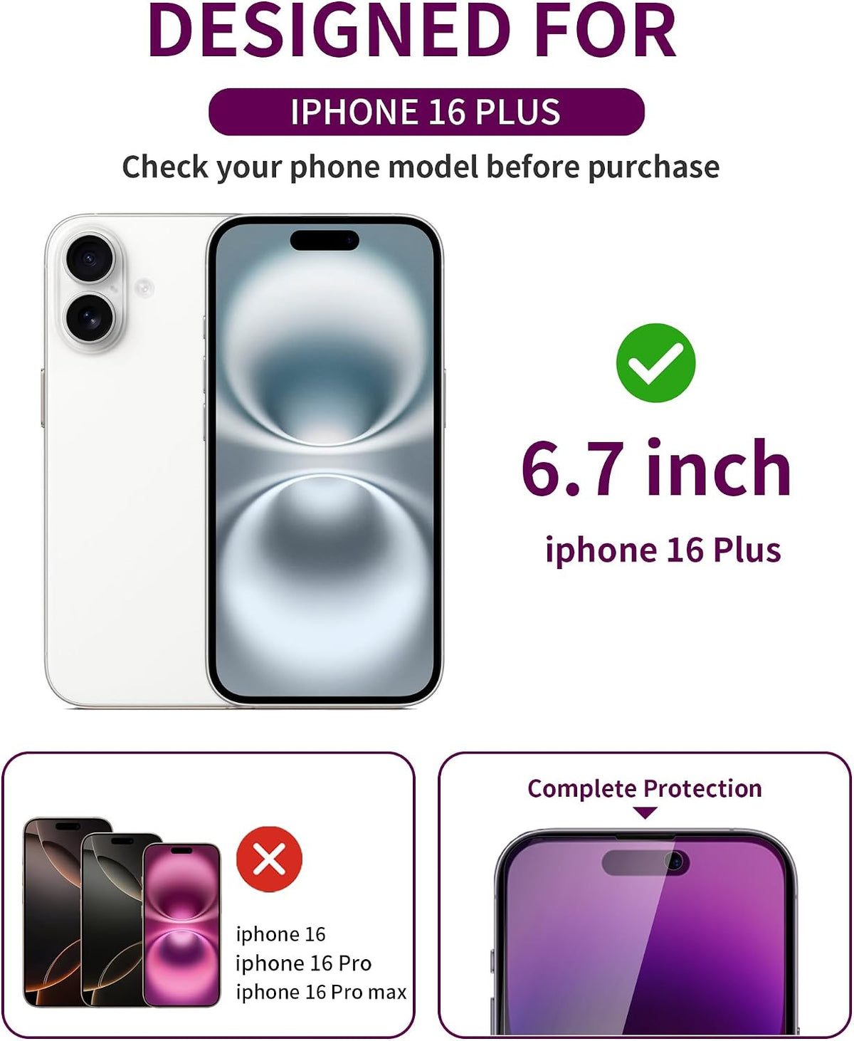 2 Pack Privacy Screen Protector for iPhone 13 Pro Max/14 Plus