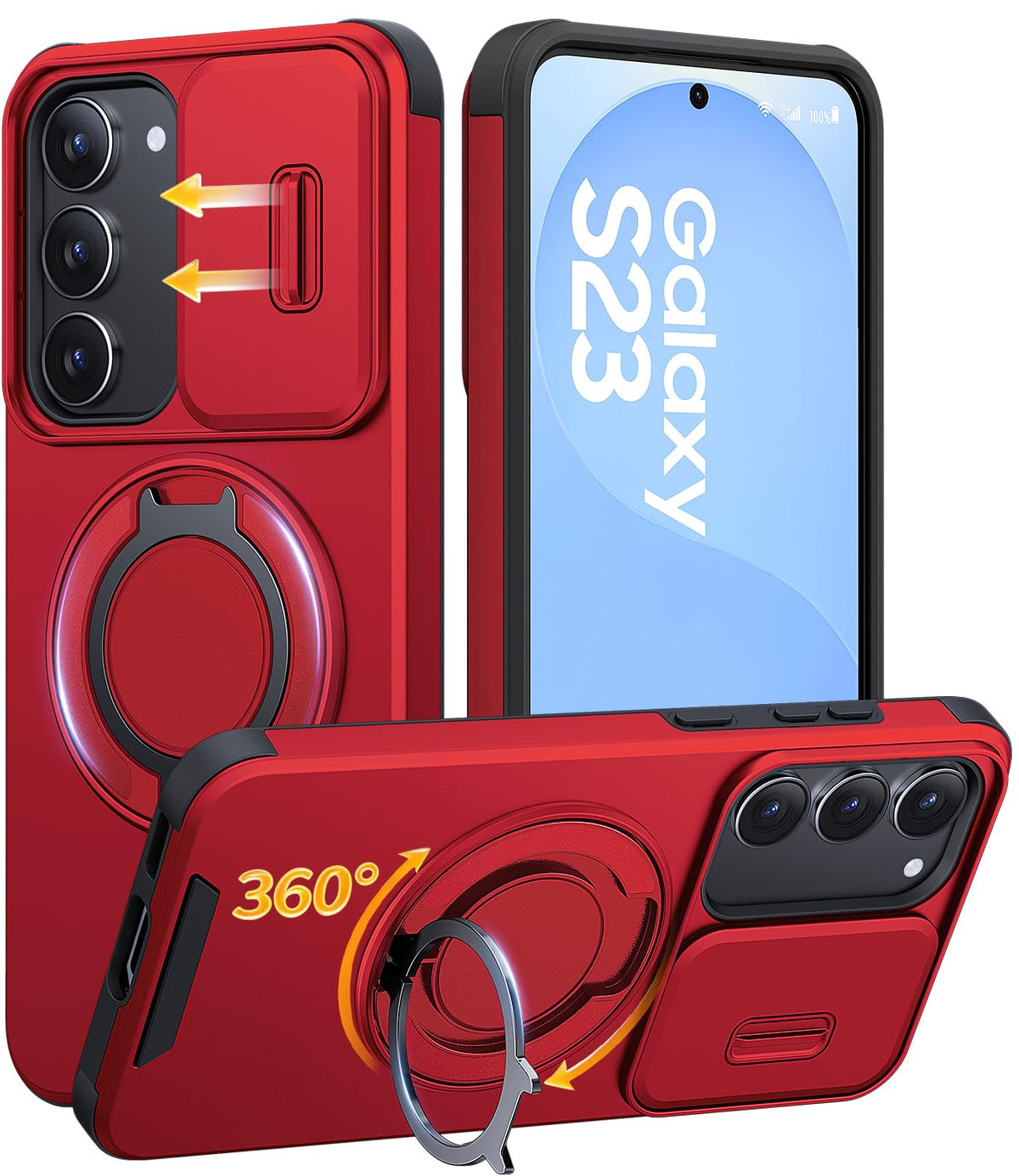 JAME for Samsung Galaxy S26 Case with Ring Stand & Slide Camera Cover