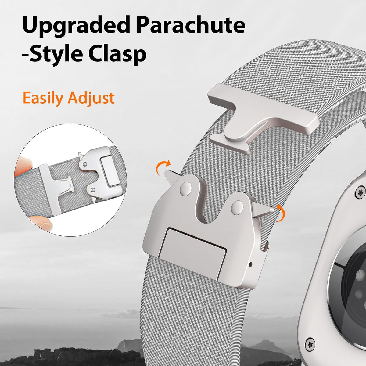 Elastic Sport Band for Apple Watch Ultra 4/3/2 Band 49mm 46mm 45mm 44mm 42mm 41mm 40mm Men, Adjustable Parachute Buckle Nylon Fabric Wristband for iWatch Series 12 11 10 SE 9 8 7 6 5 4 3