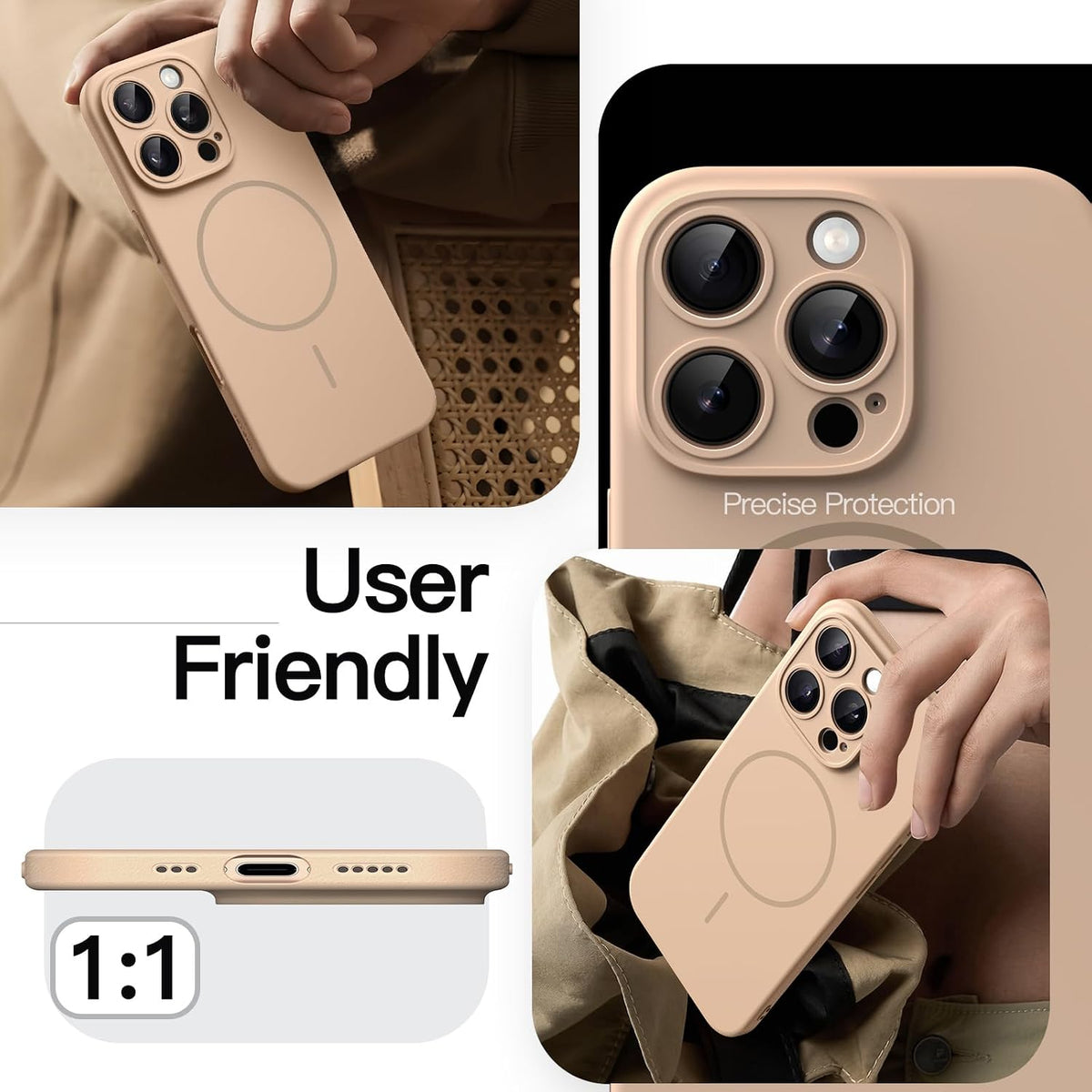 JETech Magnetic Slim Case for iPhone 18 Pro, Dark Cherry
