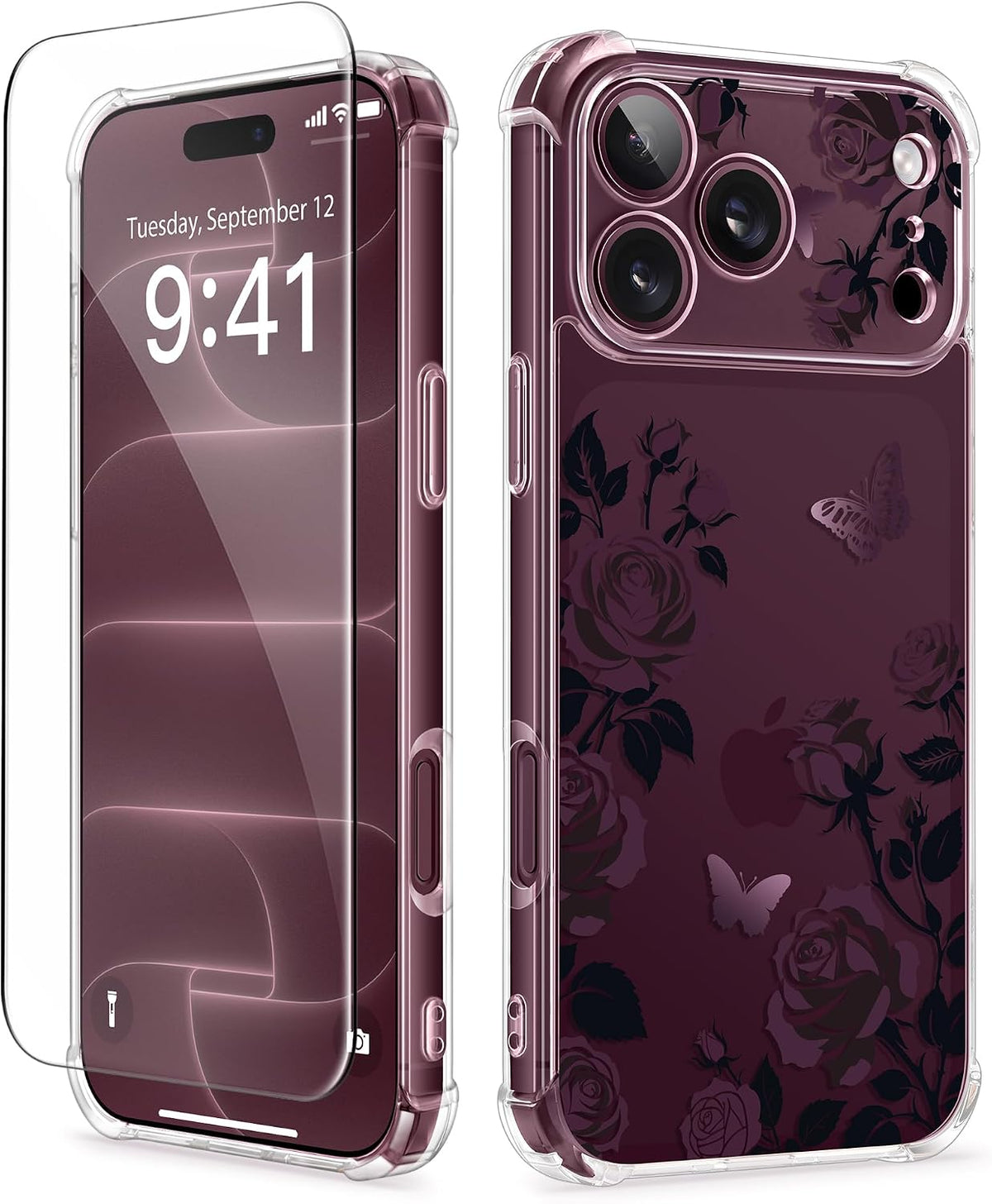 GVIEWIN for iPhone 17 Case Floral Clear Slim Women