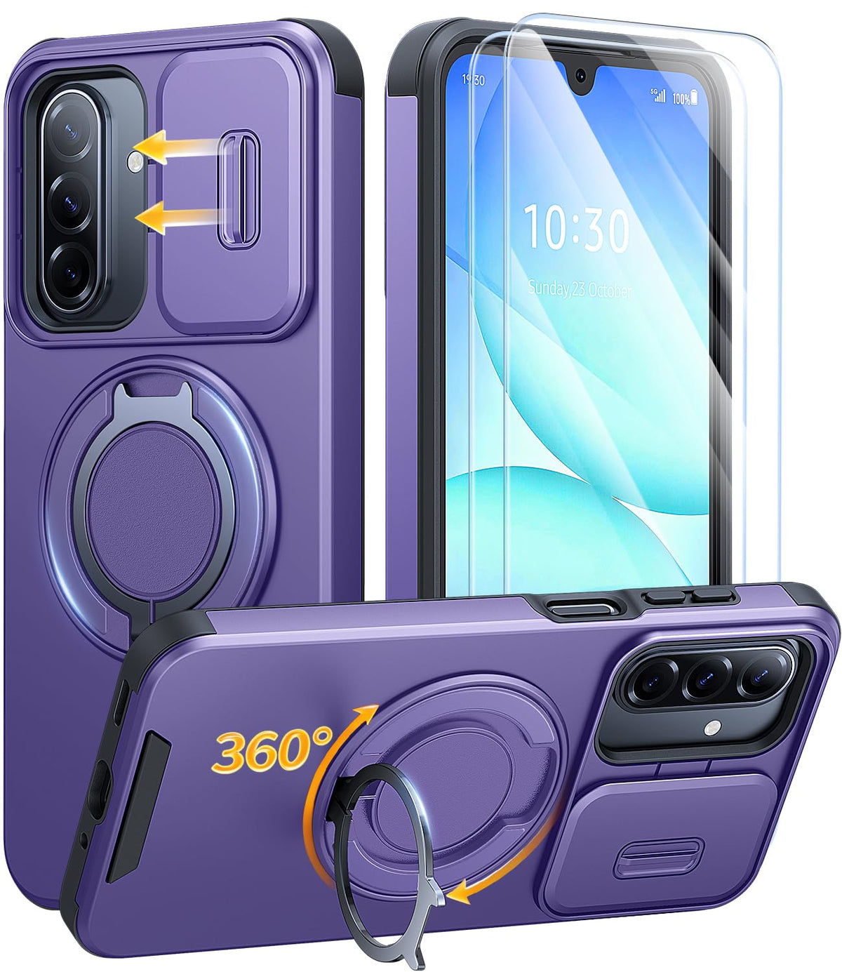 JAME for Samsung Galaxy S26 Case with Ring Stand & Slide Camera Cover