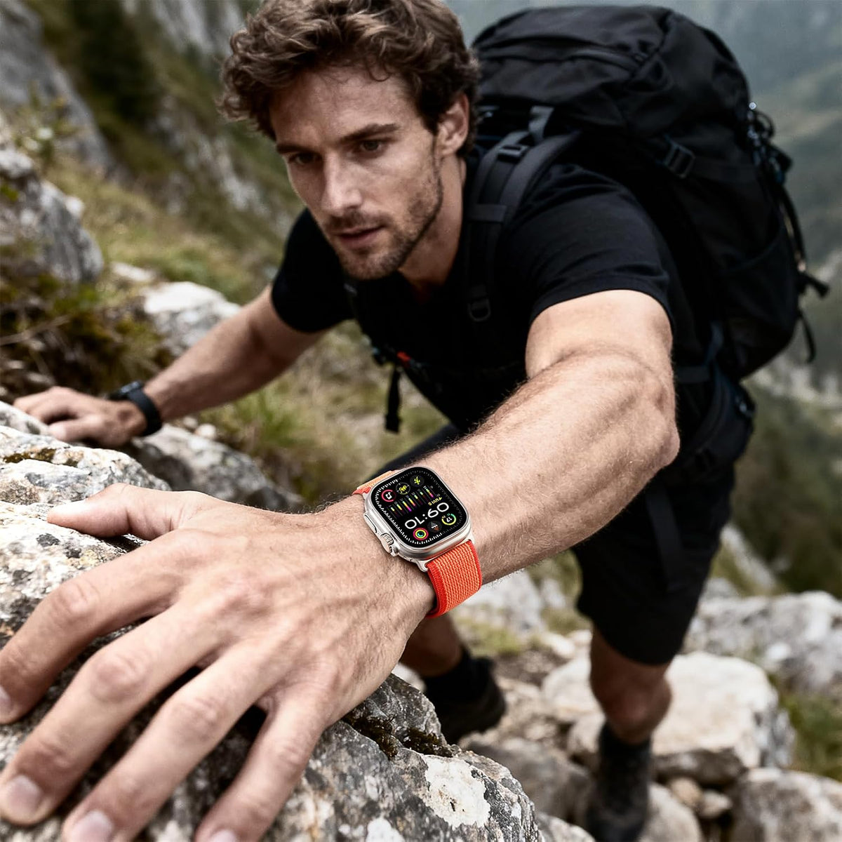 Elastic Sport Band for Apple Watch Ultra 4/3/2 Band 49mm 46mm 45mm 44mm 42mm 41mm 40mm Men, Adjustable Parachute Buckle Nylon Fabric Wristband for iWatch Series 12 11 10 SE 9 8 7 6 5 4 3