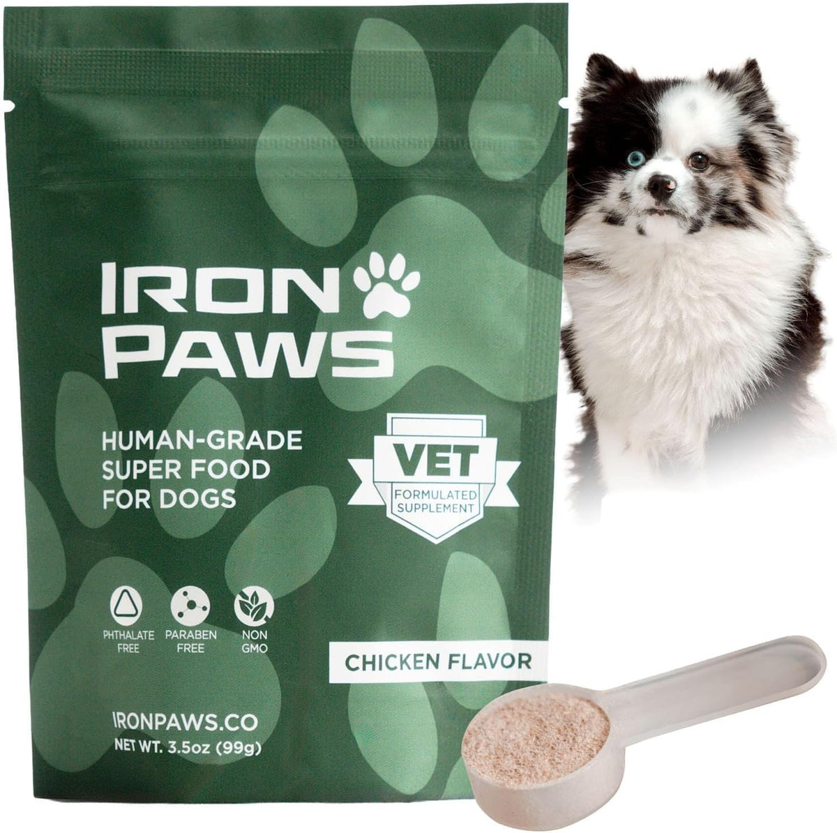 Human-Grade Superfood For Dogs, Premium Greens Powder Supplement For Dental Health, Longevity, Hip & Joint, Gut Health, Allergies, Immune Support, Skin & Coat - 3.5 oz Nutrient Dense Formula