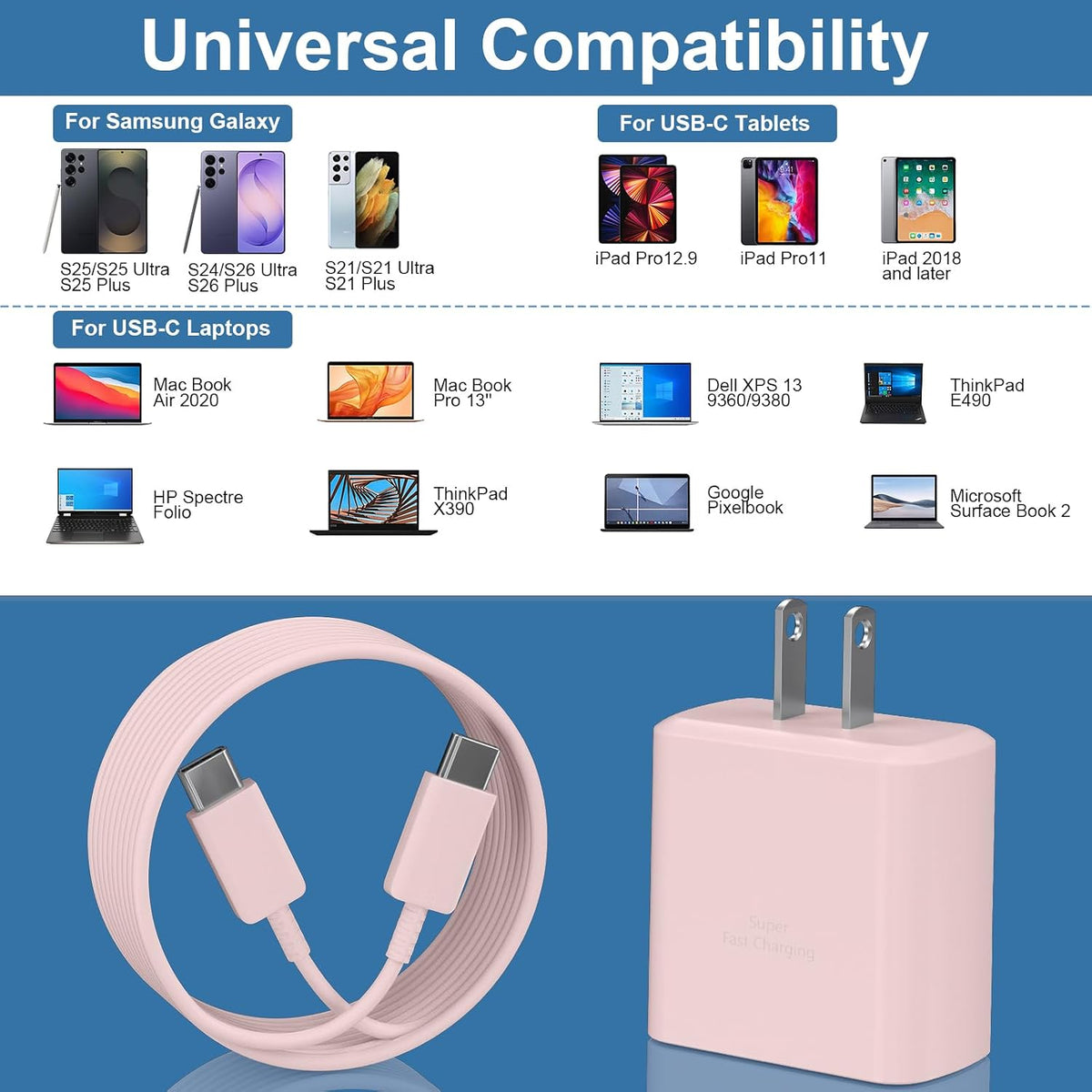 Type C Charger Fast Charging, 45W USB-C Super Fast Type C Wall Charger for Samsung Galaxy S26 S25 S24 S23 Ultra/S26 S25 S24 S23 S22 S21S20/Note 10/20, PPS Android Charger Block with 8FT Cable-Black