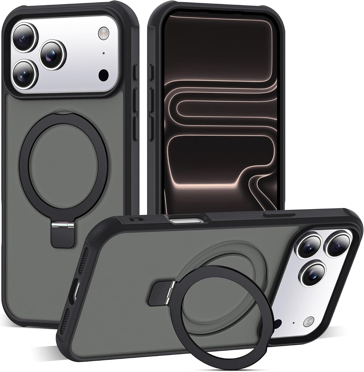 SKYLMW Compatible with iPhone 16 Pro Max Case with Stand,Rose