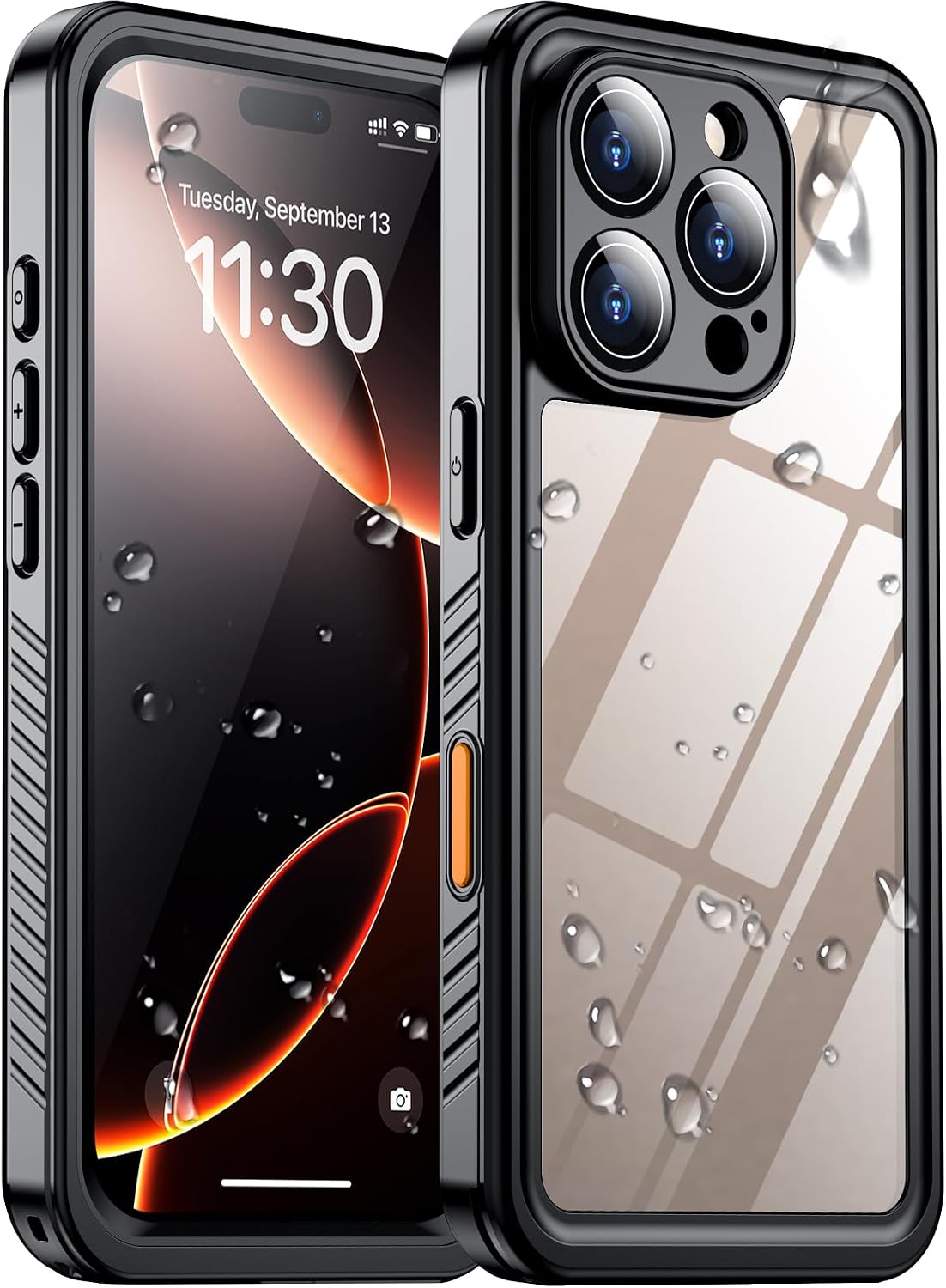 Temdan Compatible with iPhone 17 Pro Case,Waterproof Built-in Screen & Camera Protector IP68 Underwater Full Body 17FT Military Dropproof Shockproof Phone Case 6.3"-Blue/Clear