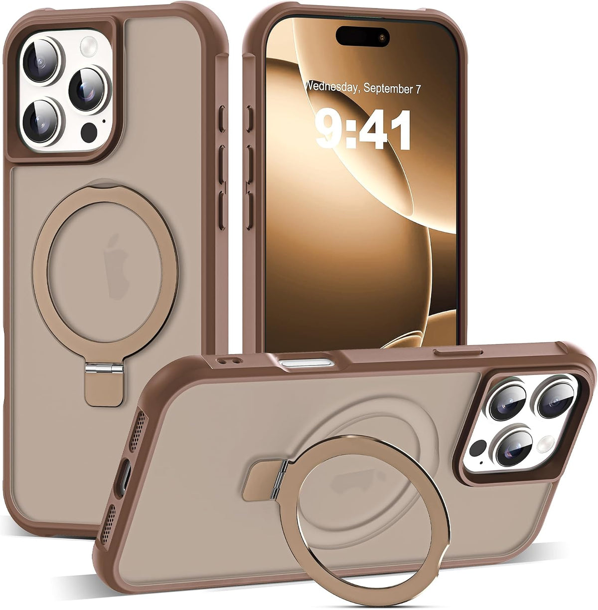SKYLMW Compatible with iPhone 16 Pro Max Case with Stand,Rose