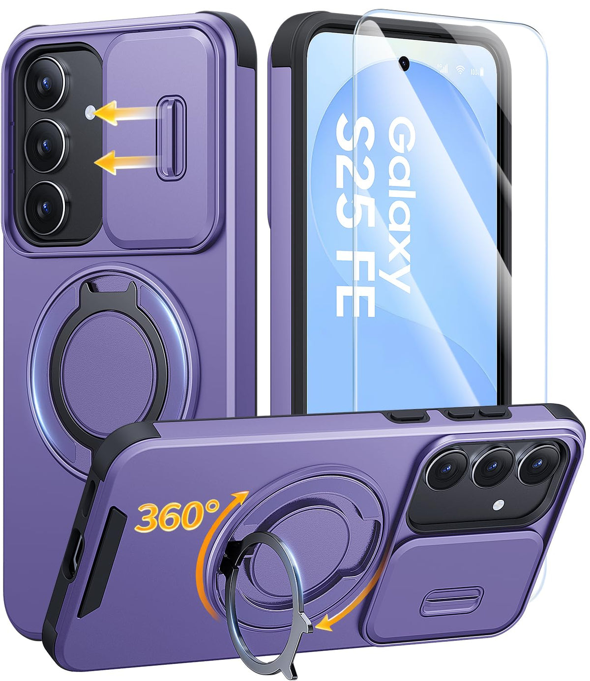 JAME for Samsung Galaxy S26 Case with Ring Stand & Slide Camera Cover